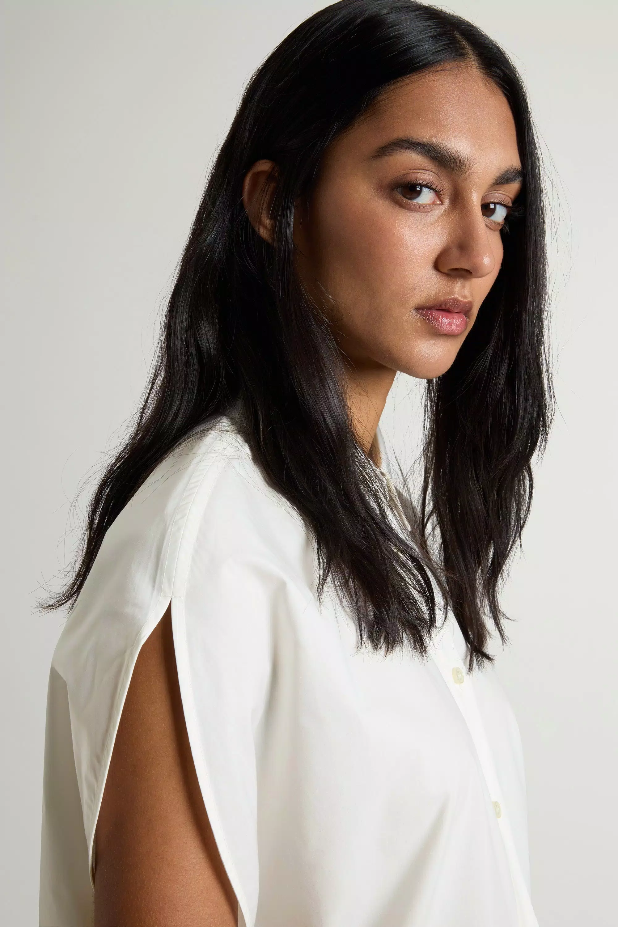 Reine Baumwoll-Popeline-Bluse - Arctic White