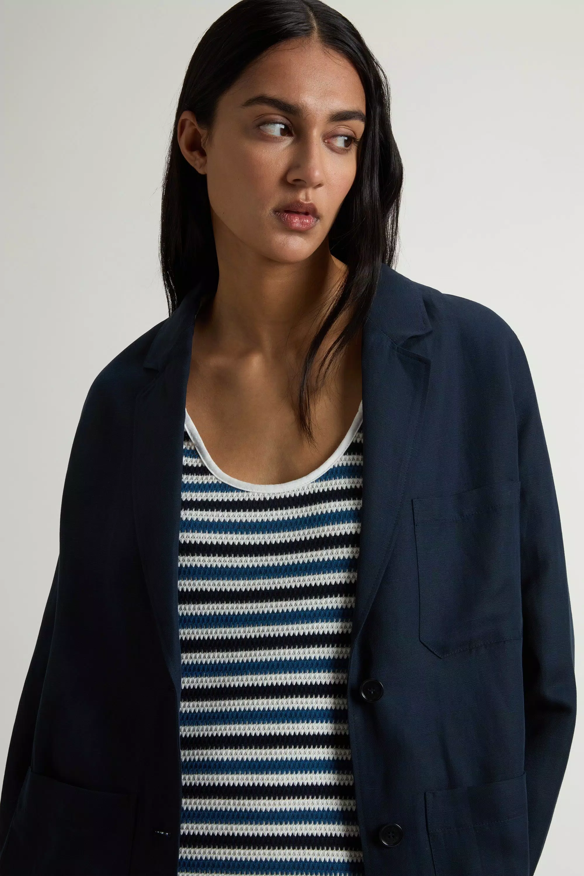 Blazer aus Leinenmischung - Melton Blau