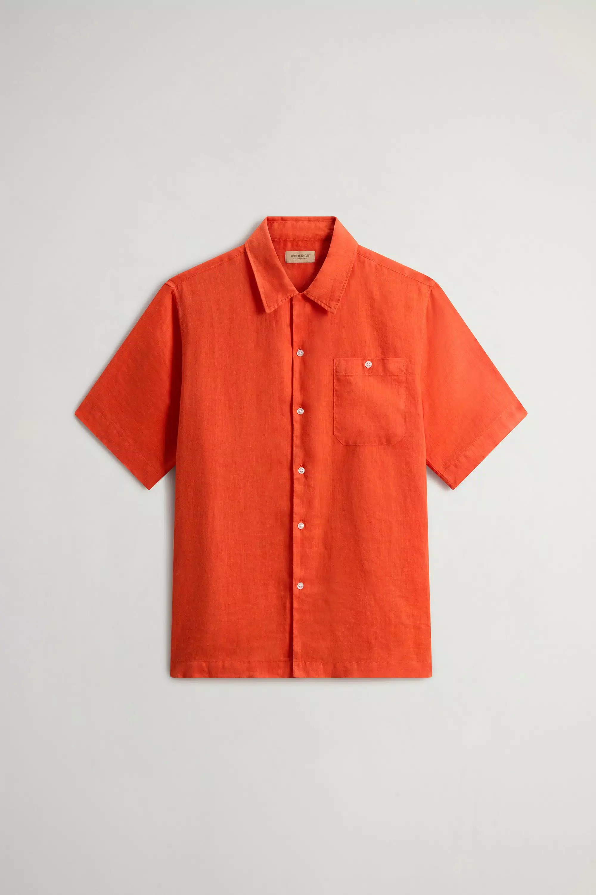 Gewebefärberter Kurzarmshirt aus reiner Leinen - Pürierte Kürbis
