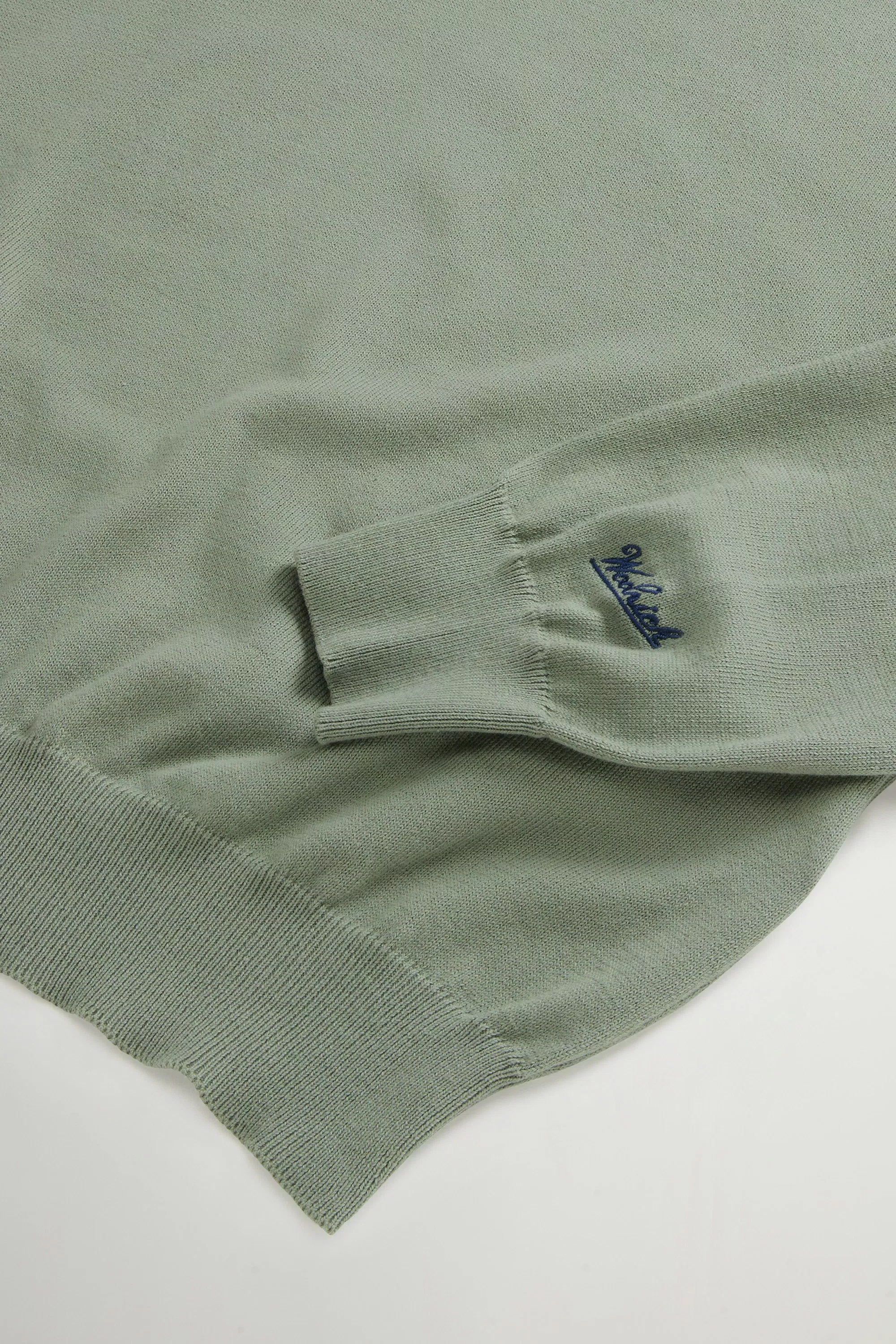 Crewneck-Pullover aus reiner Baumwolle - Abgenutztes rauchiges Oliv