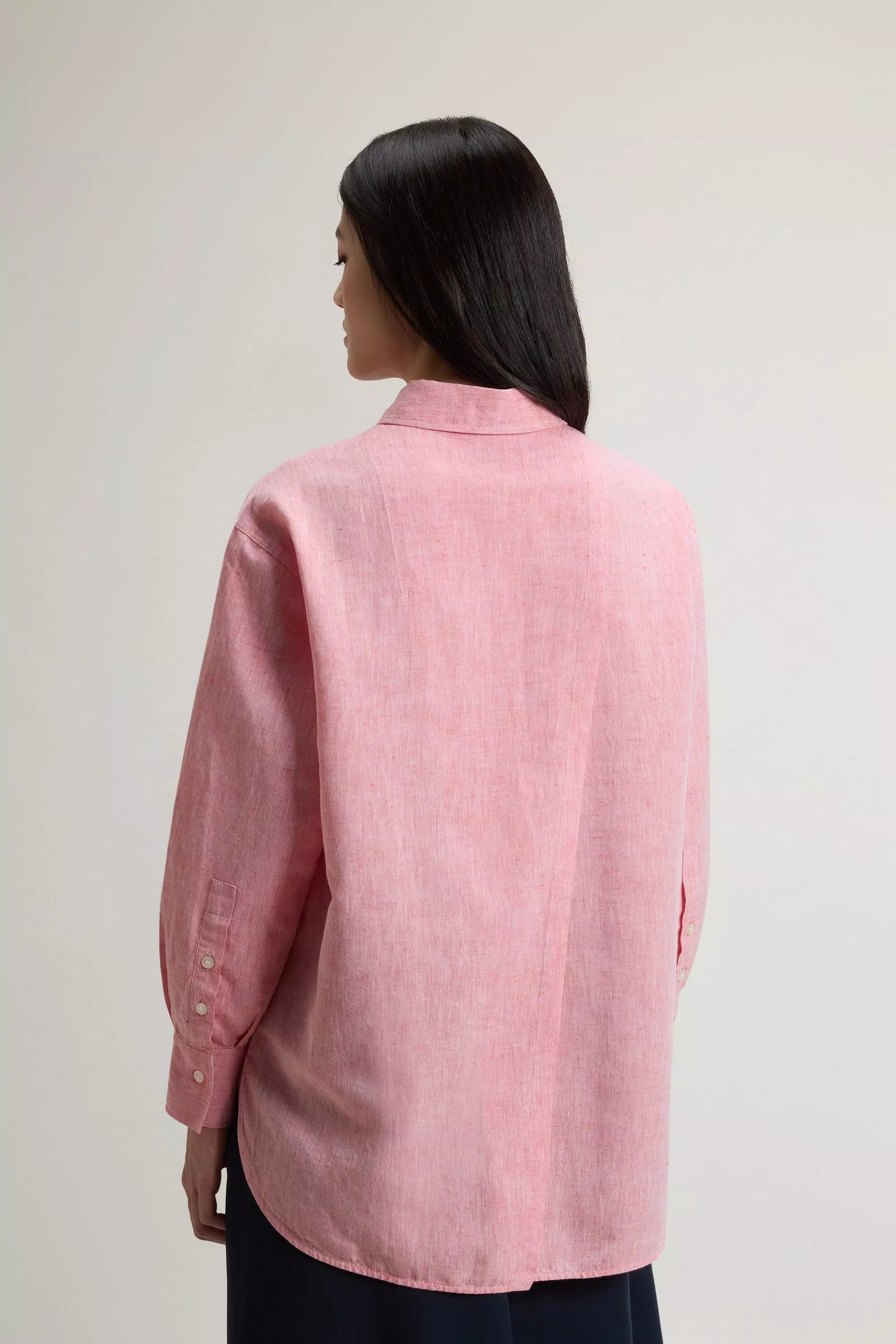 Boyfriend-Shirt aus Baumwolle und Leinenmischung - Oxford Paprika