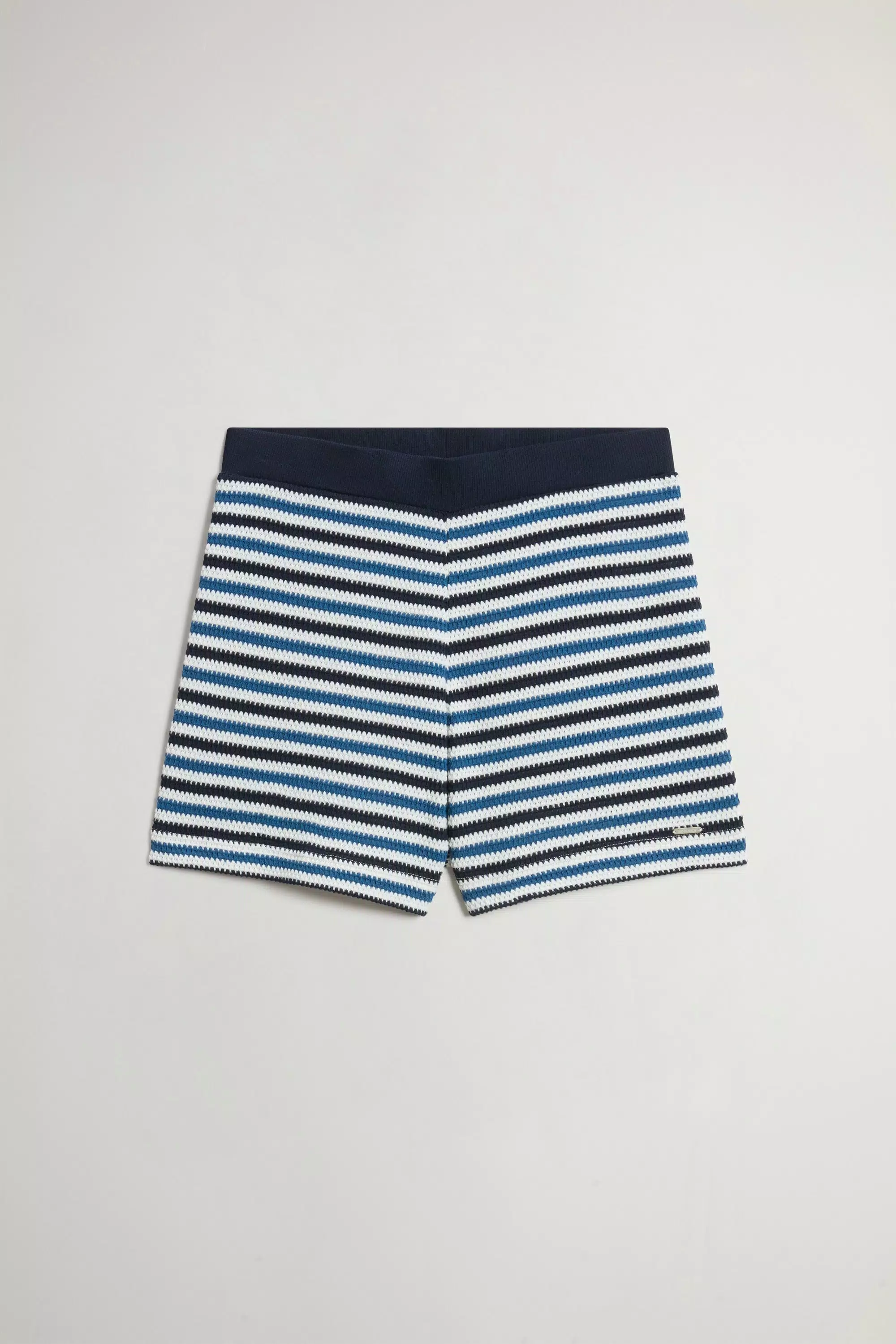 Shorts aus gestreiftem Baumwollmix - Melton-Blau-Streifen