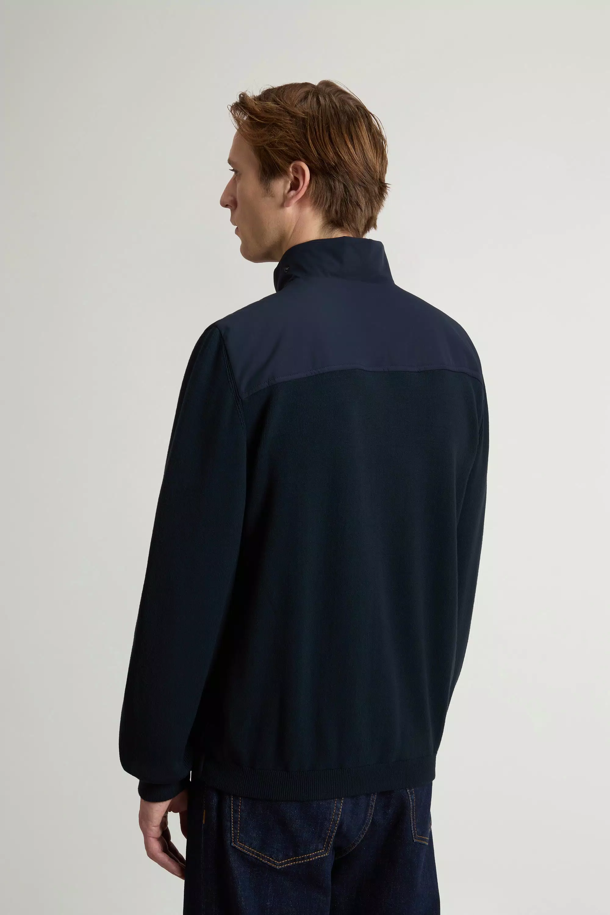 Hybrid-Jacke aus zweilagigem Material - Melton Blau