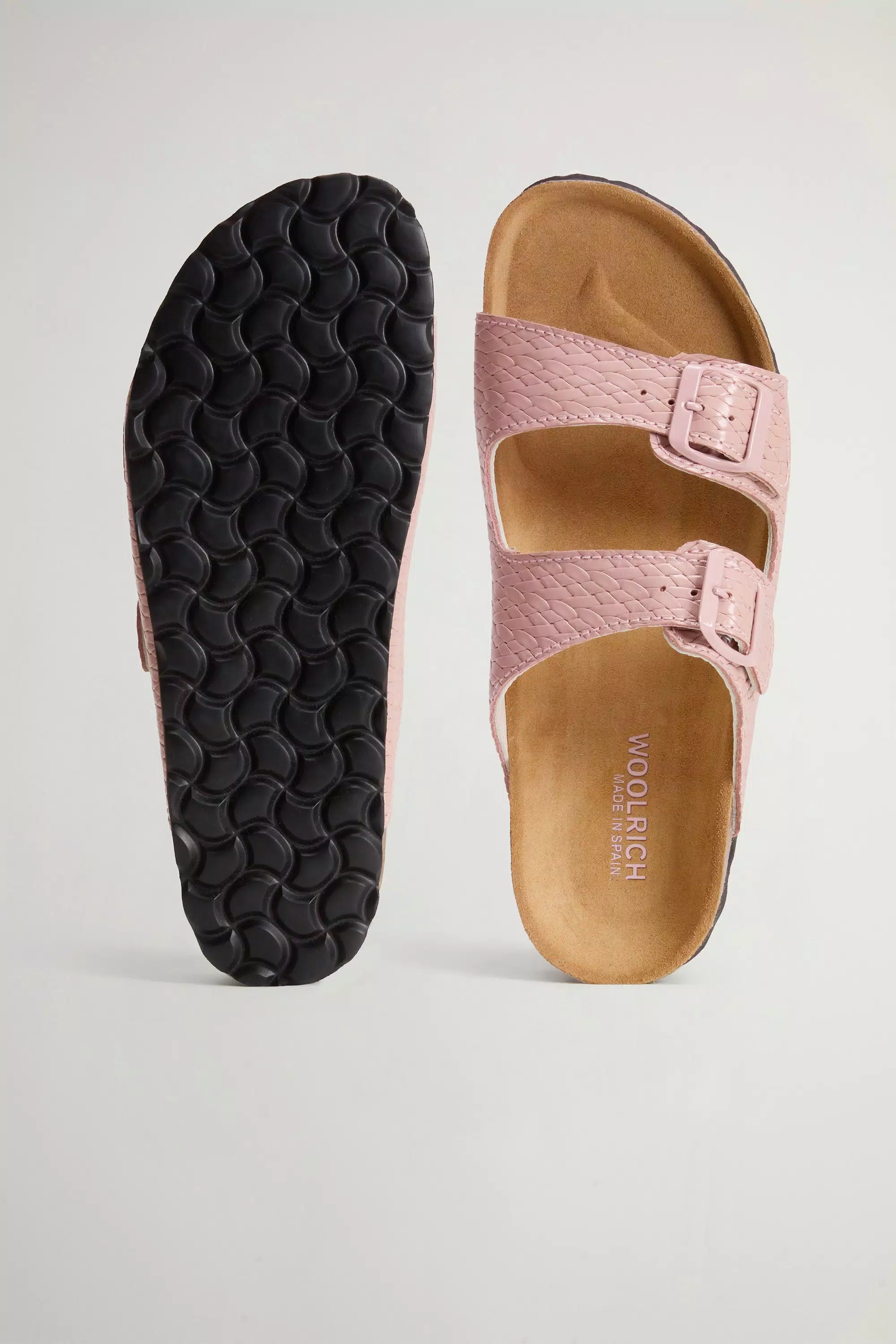 Sandalen aus bedrucktem Leder mit Schnallen - Rosa