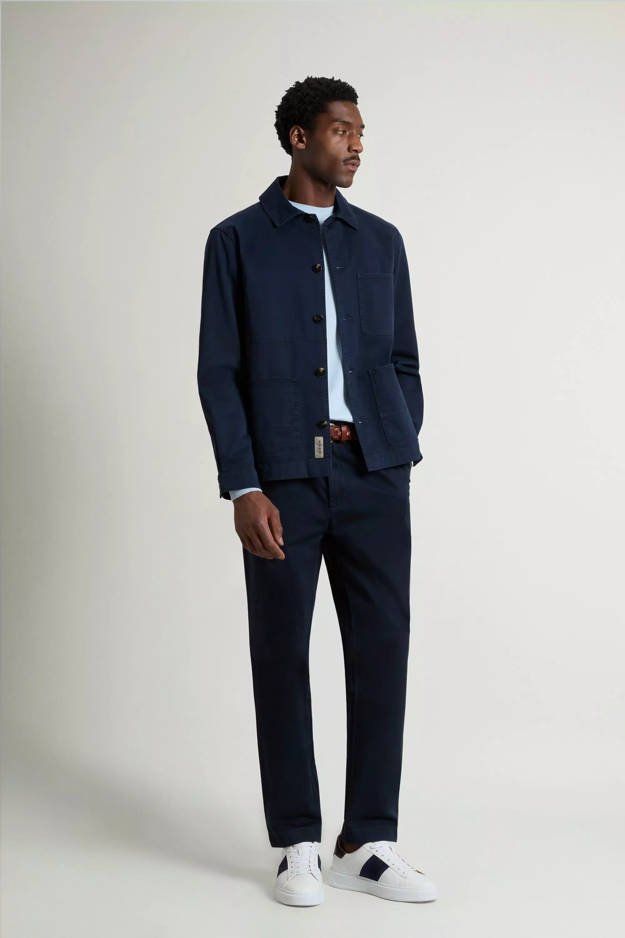 Gewebefärberter Arbeitsüberhemd aus Baumwoll-Twill - Melton Blau