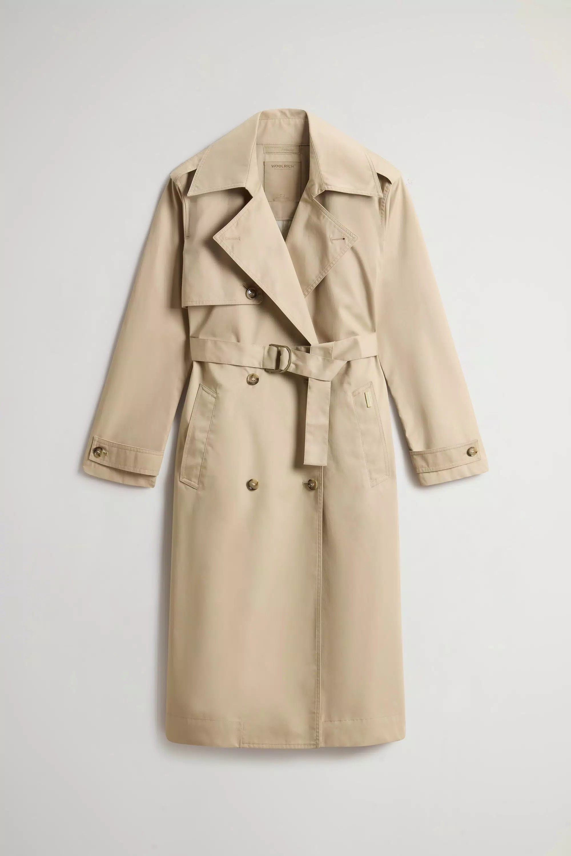 Doppelreiher-Trenchcoat aus reiner Baumwolle - Weißer Pfeffer