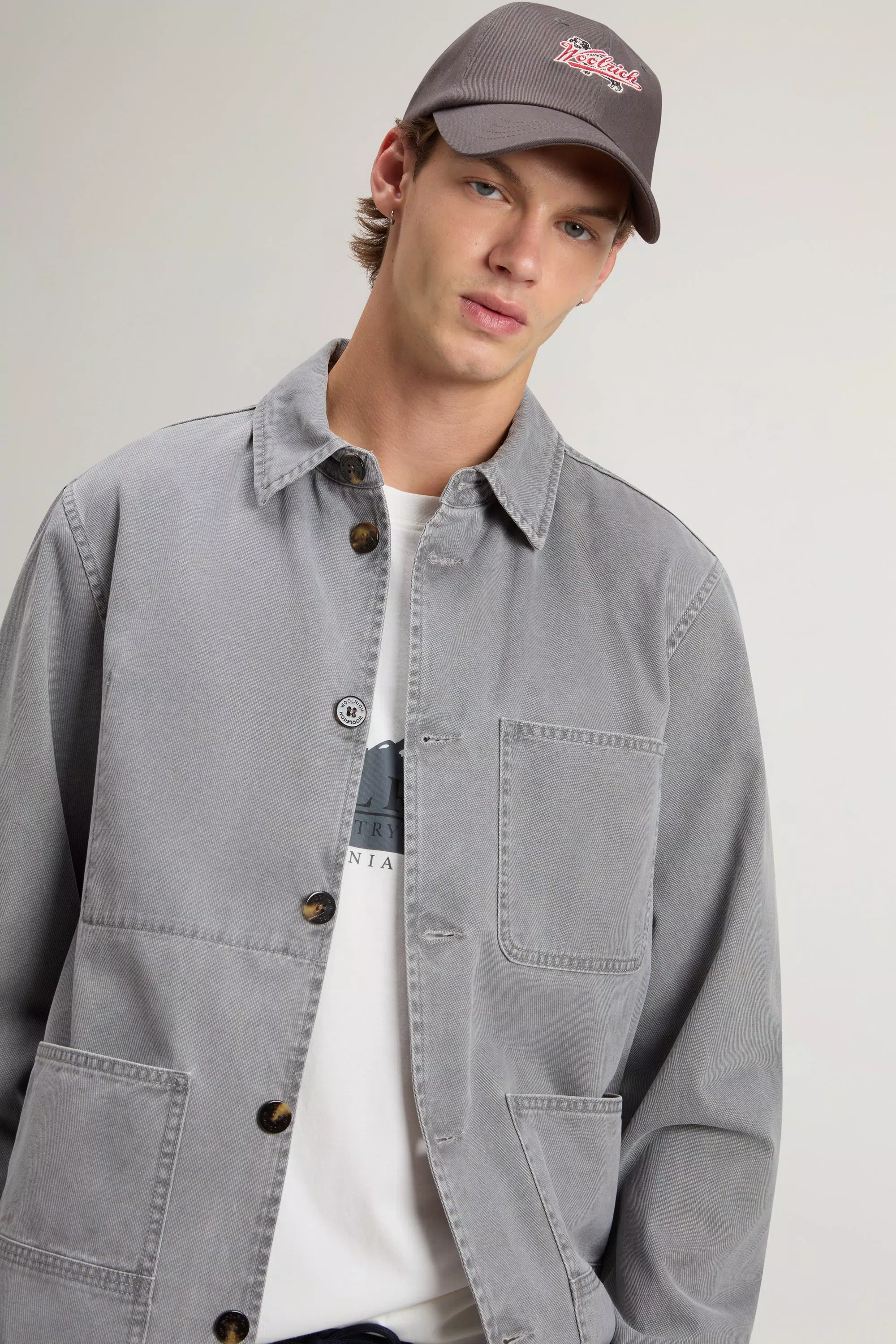 Arbeits-Overshirt aus harzbeschichtetem Baumwollgabardine - Aschgrauer Nebel