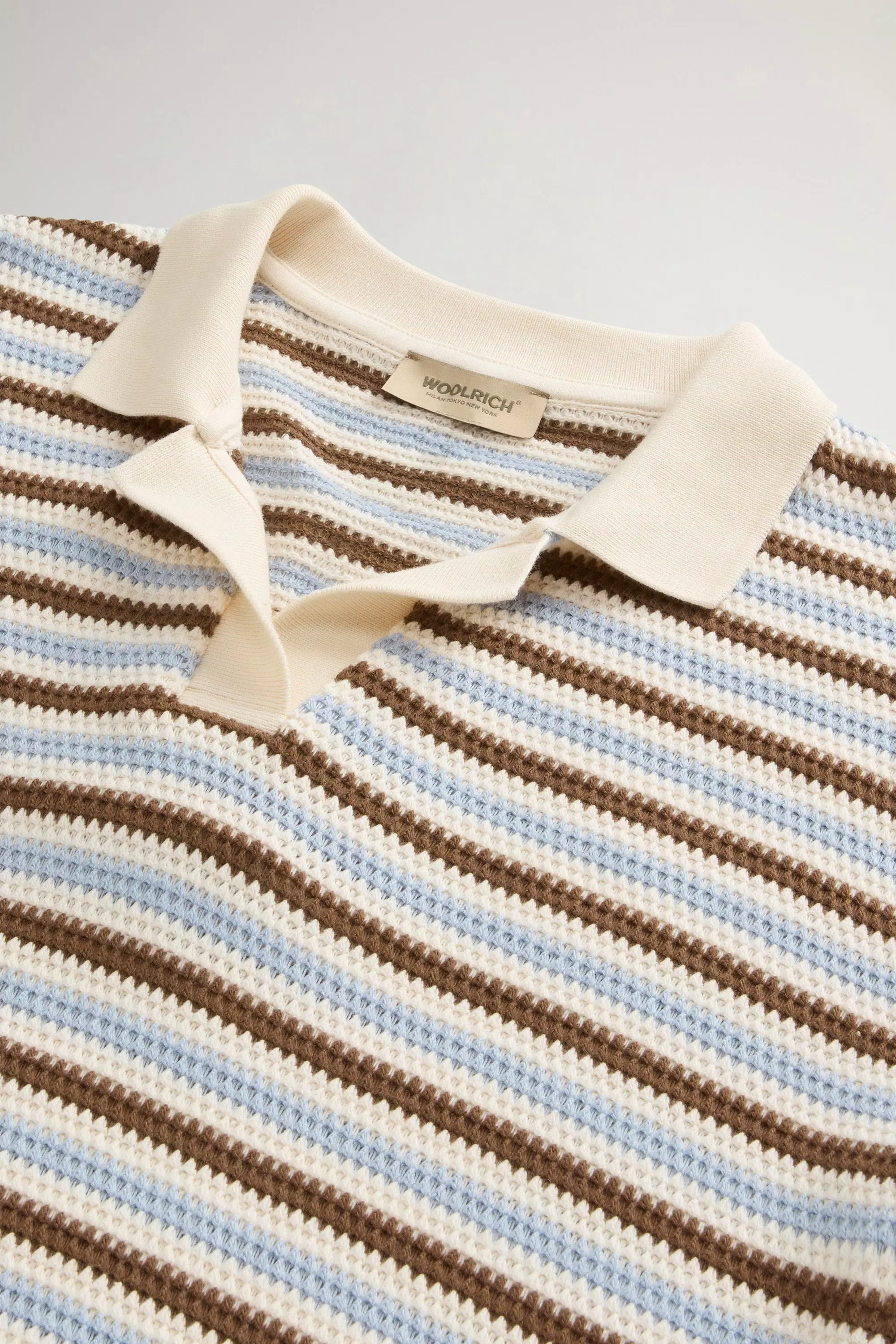 Polo-Shirt aus gestreiftem Baumwollmix - Akazienstreifen