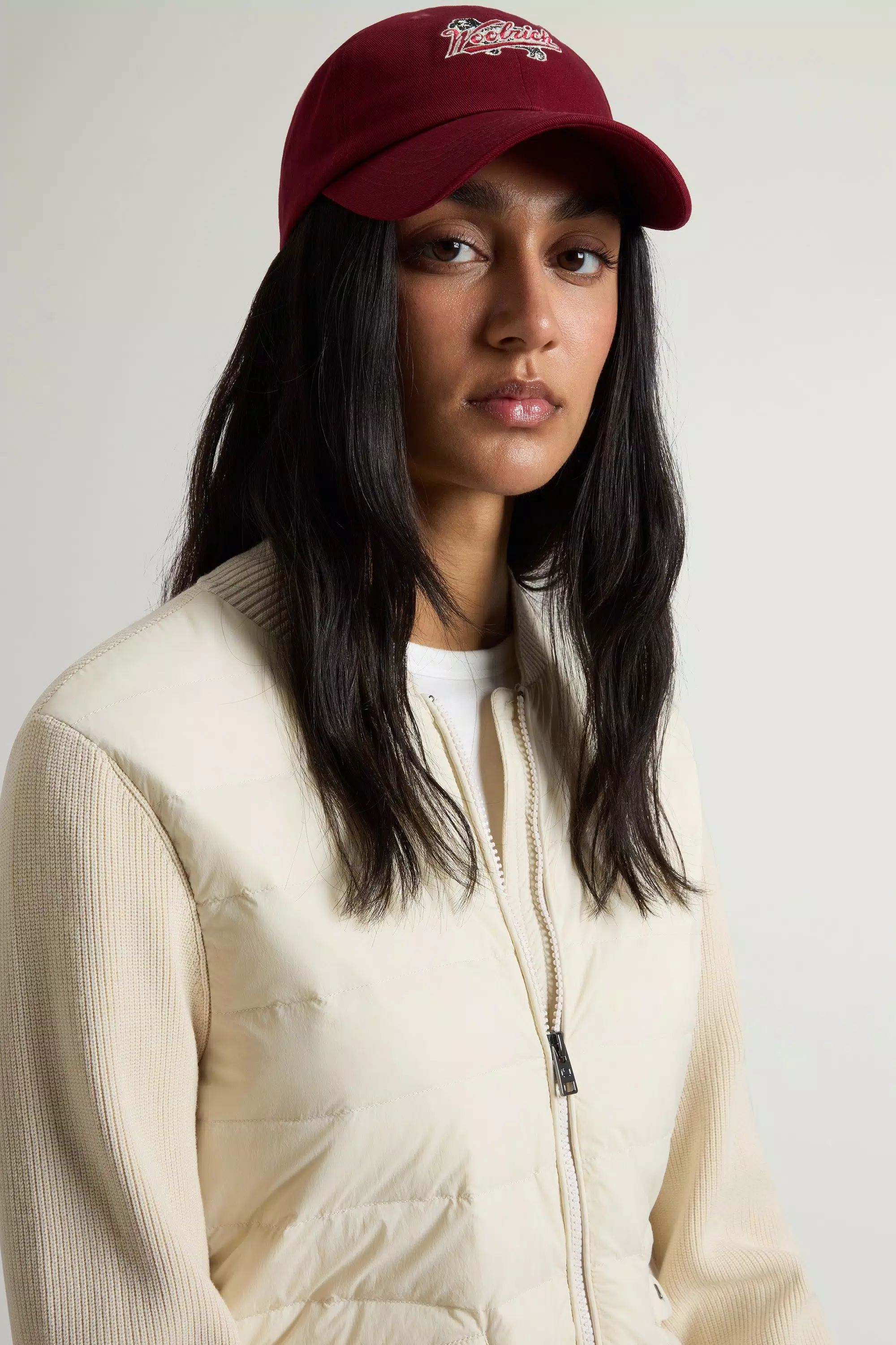 Hybrid-Bomberjacke aus Nylon - Milchcreme