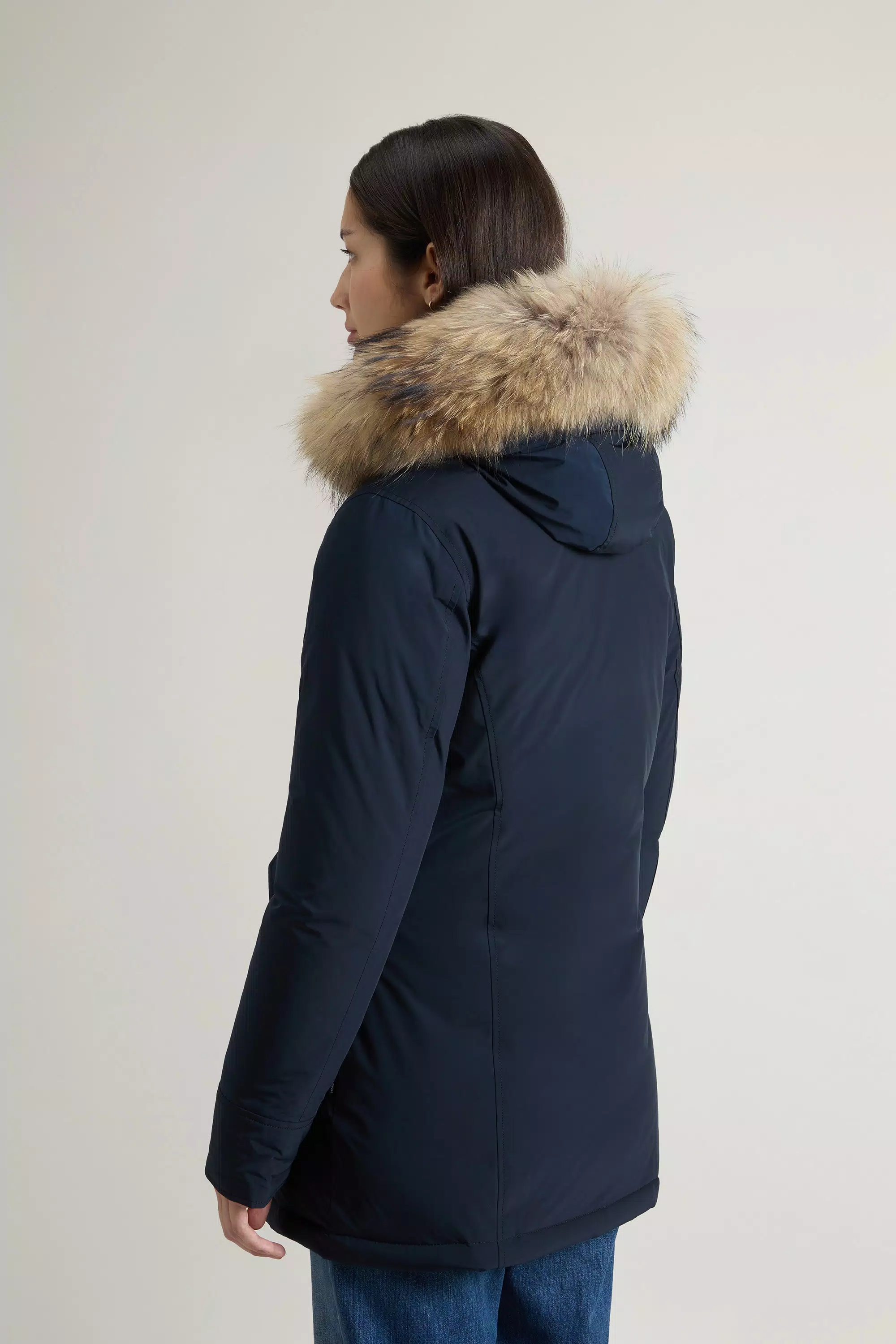Arktische Parka im Urban-Touch mit abnehmbarem Fuchsfell - Melton Blau