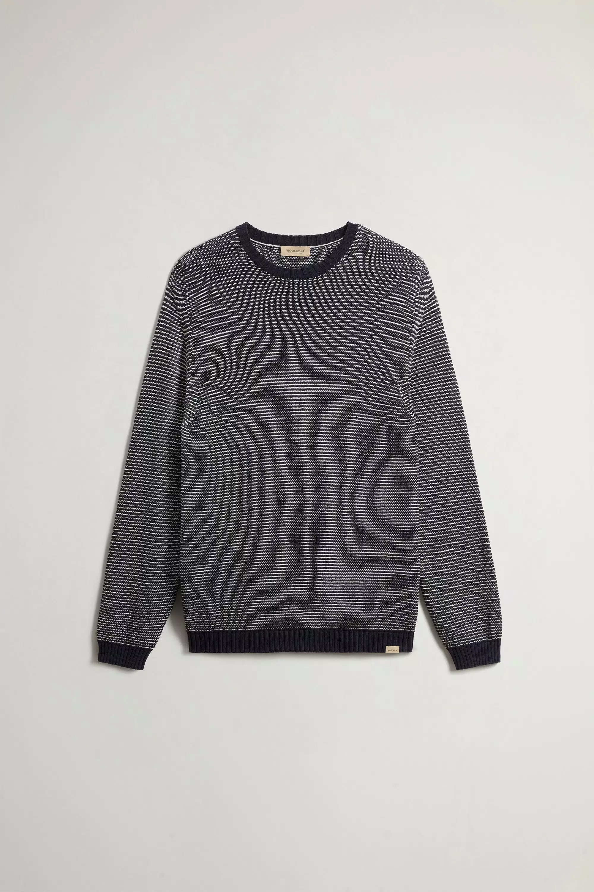 Gestreifter Crew-Neck-Pullover aus Baumwollmischung - Blauer Streifen