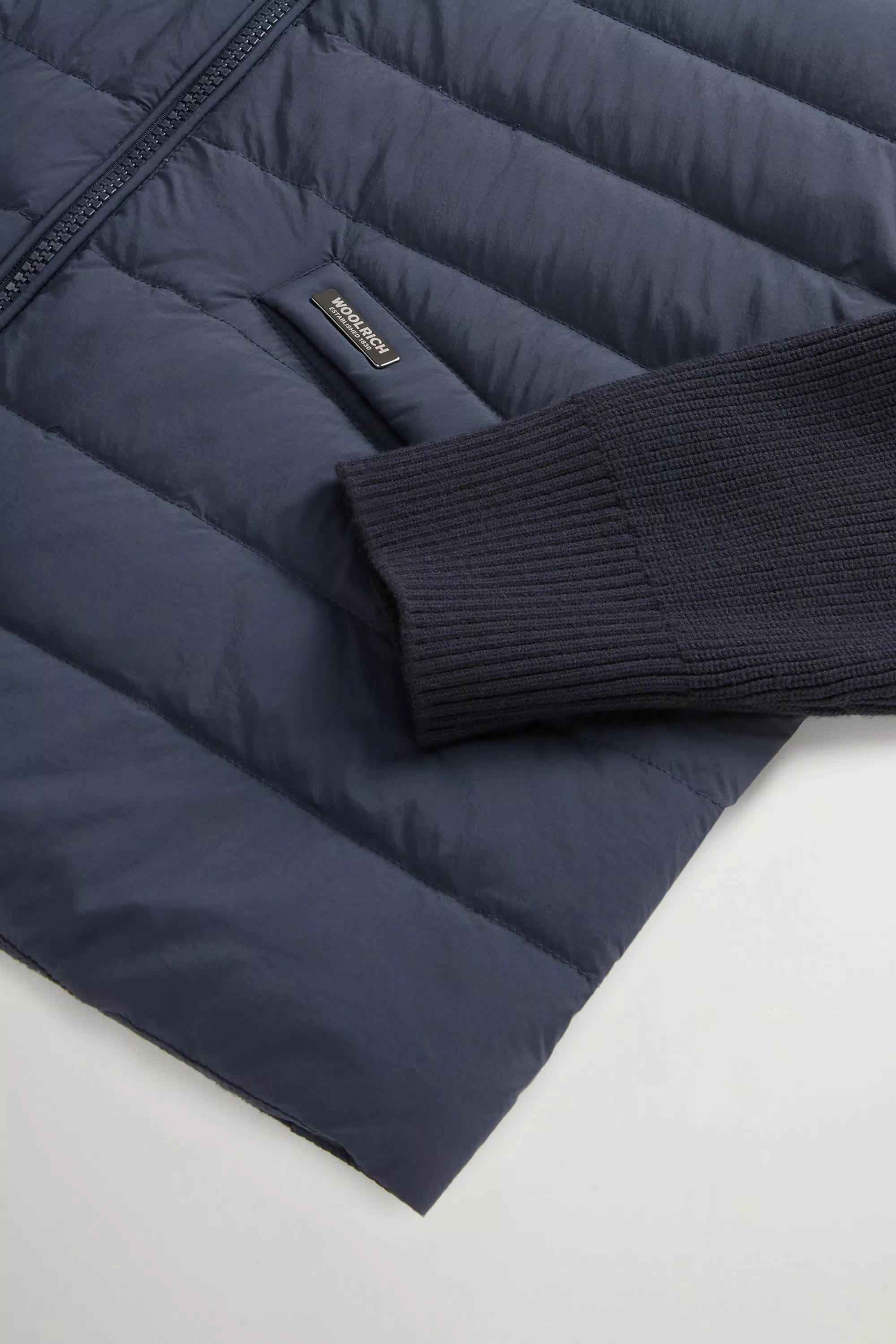 Hybrid-Bomberjacke aus Nylon - Faded Melton Blue