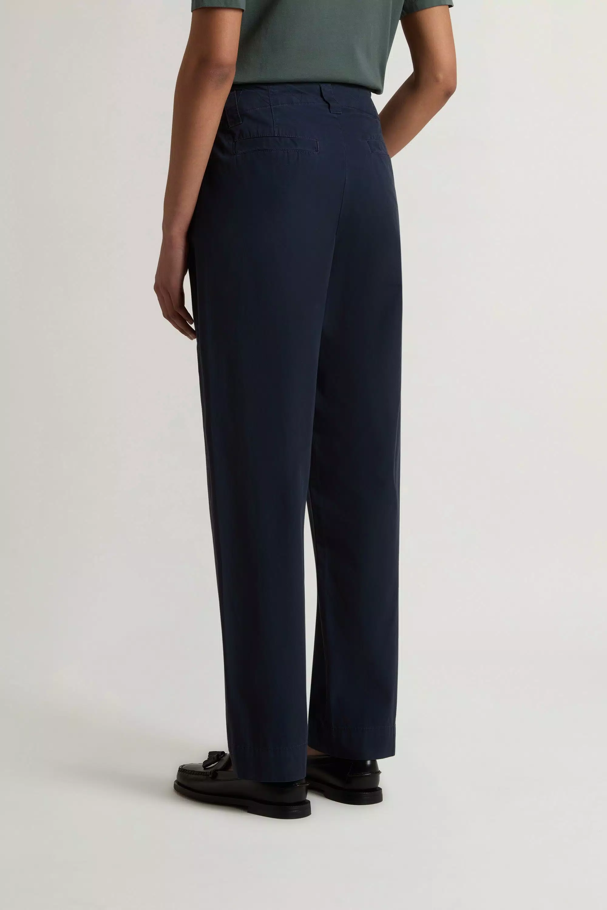 Gewebefarbenes Karottenhose aus reiner Baumwollpopeline - Melton Blau
