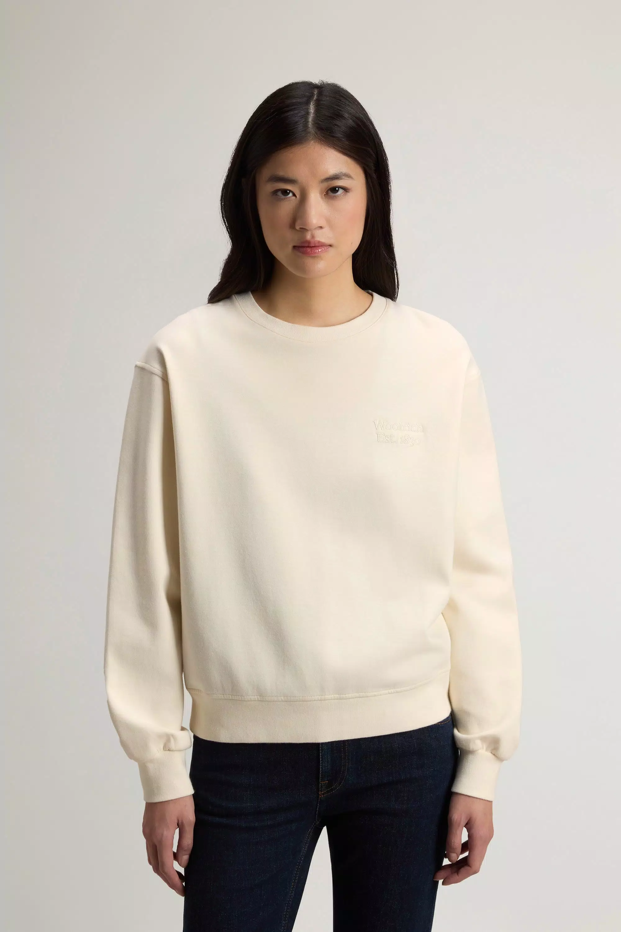 Crewneck-Sweatshirt aus Baumwoll-Mischgewebe - Milchcreme