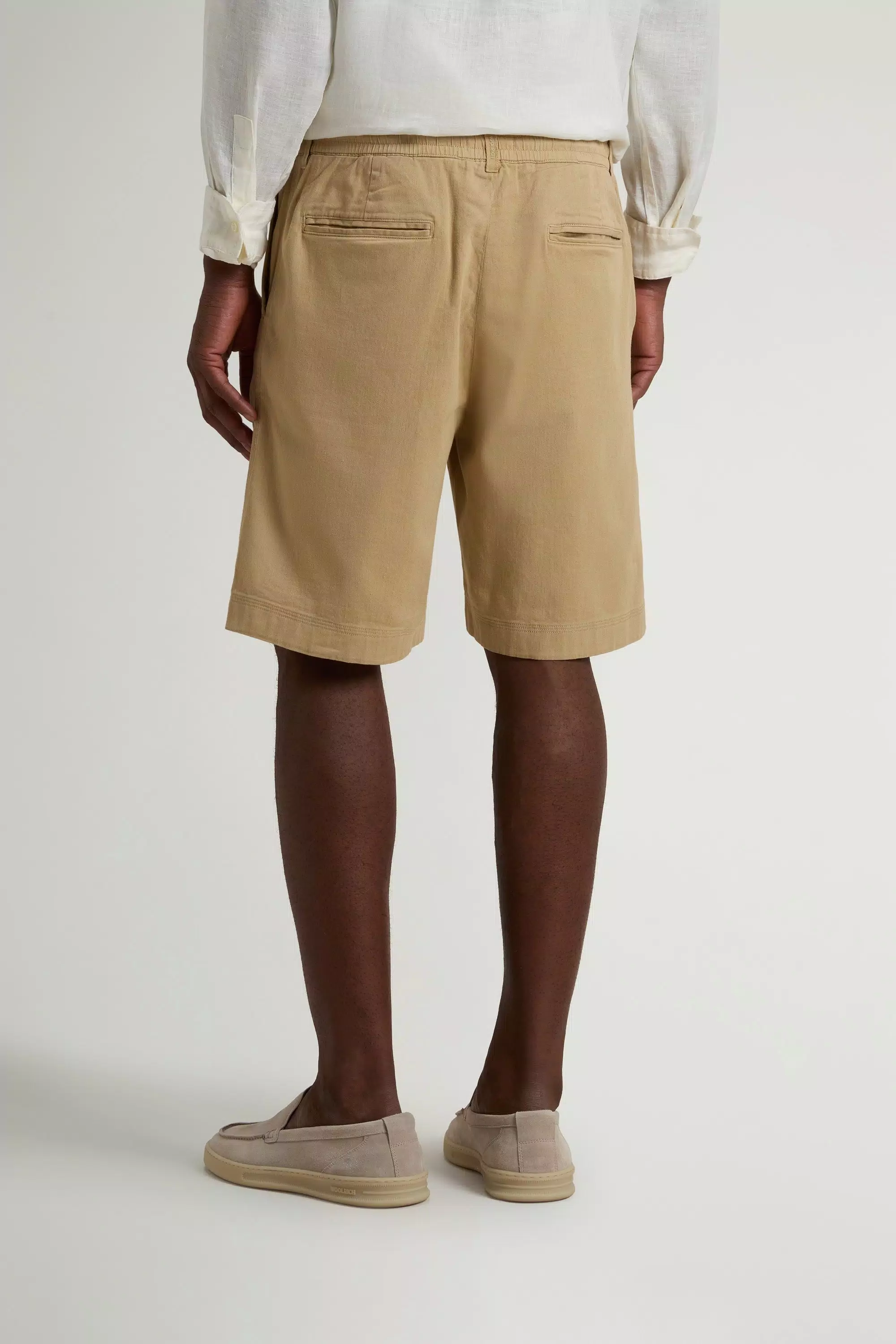 Gewebefärbbare Milton-Shorts aus Baumwolle und Leinenmischung - Travertin