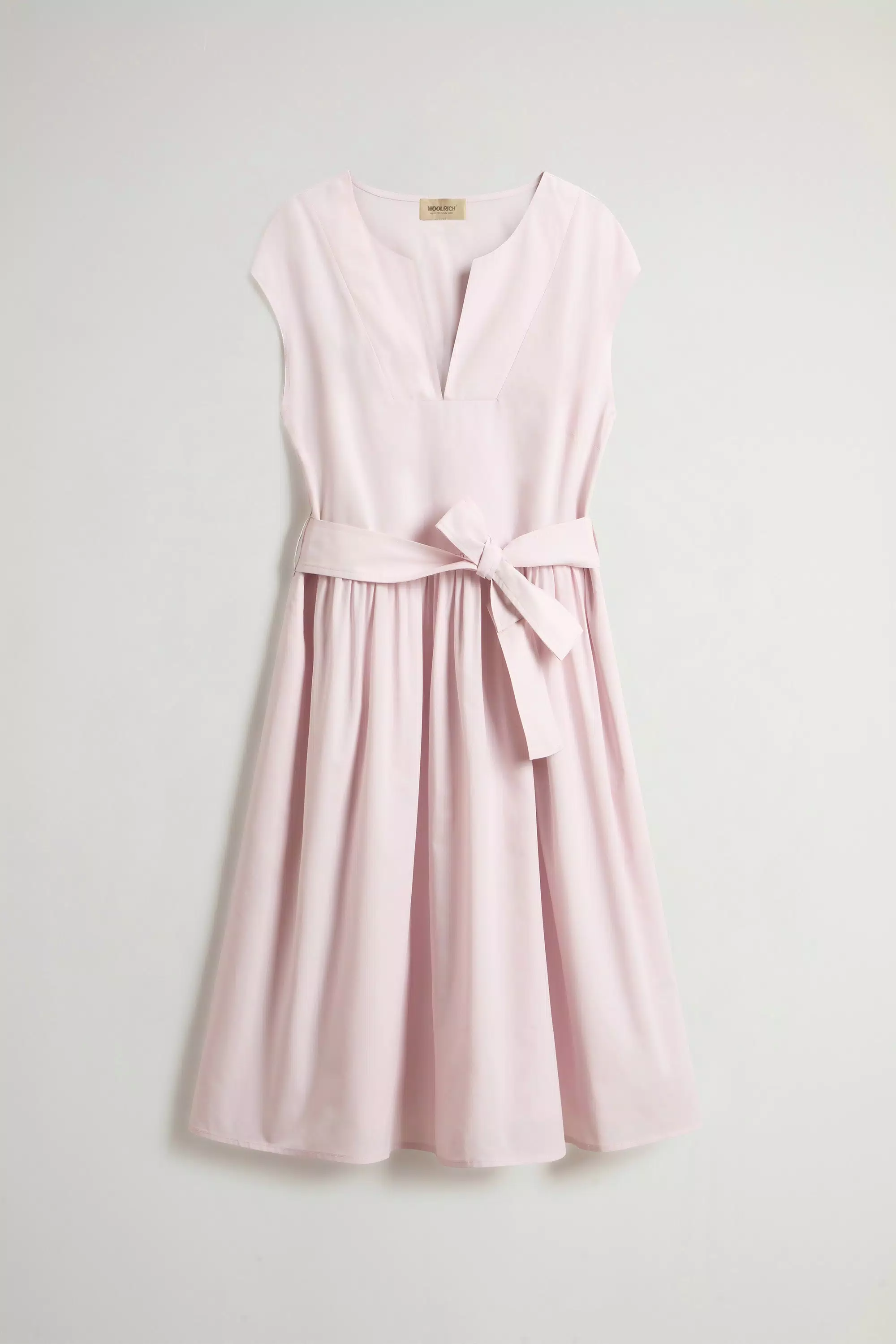 Reiner Baumwoll-Popeline-Kleid mit Gürtel - Helllila