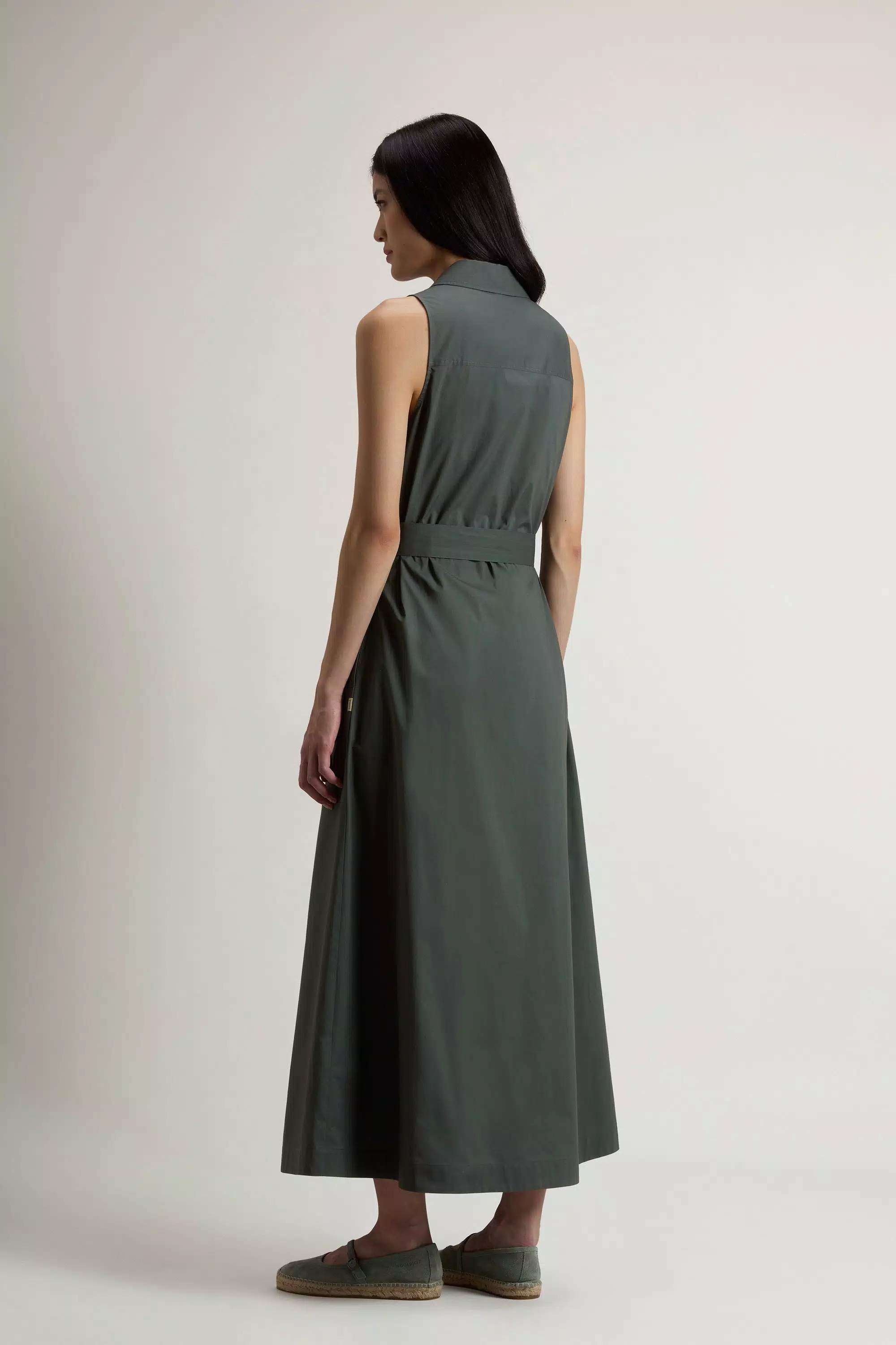 Hemdkleid aus reiner Baumwollpopeline mit Gürtel - Forest Veil