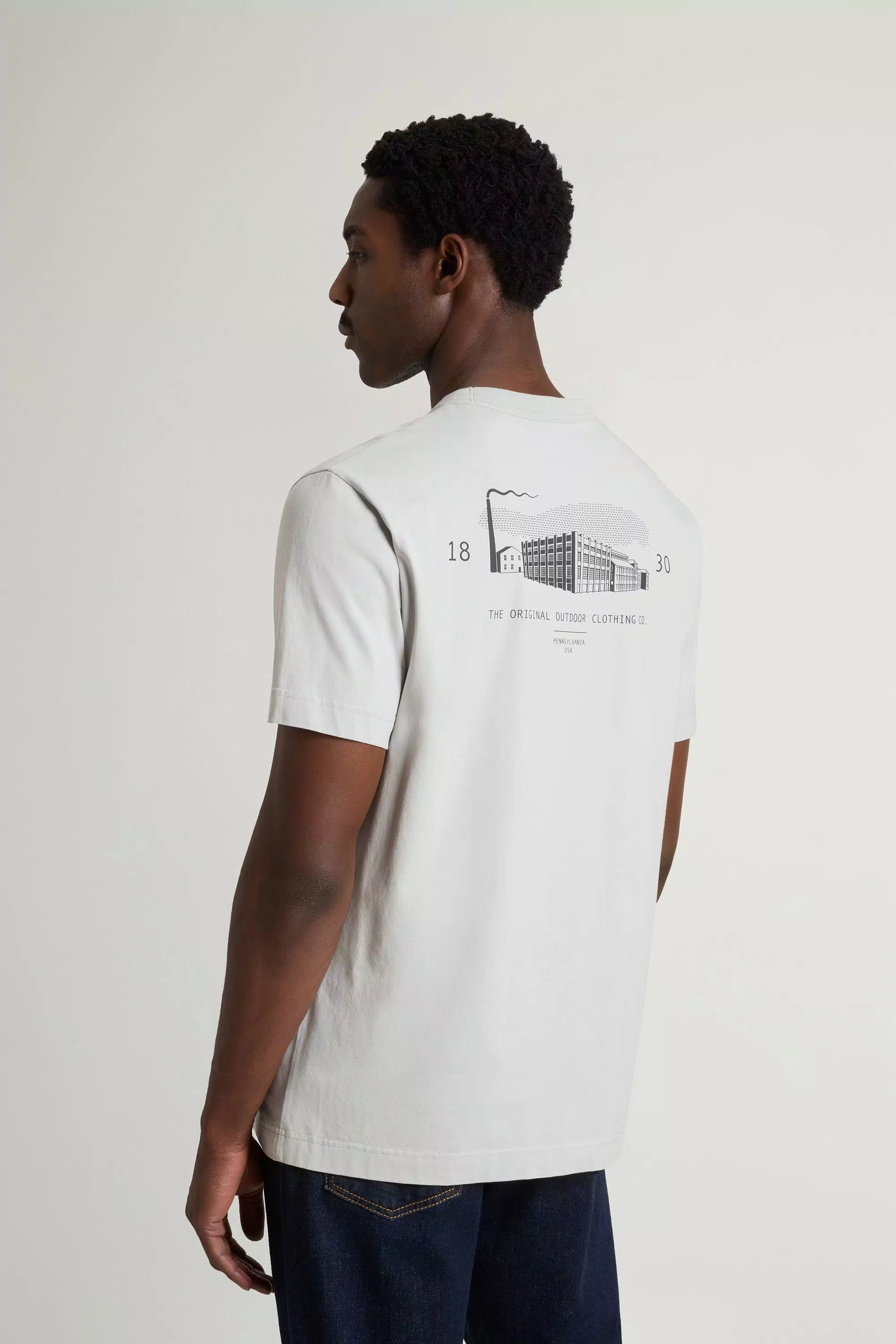 T-Shirt aus reiner Baumwolle mit kleiner Tasche - Harbor Mist