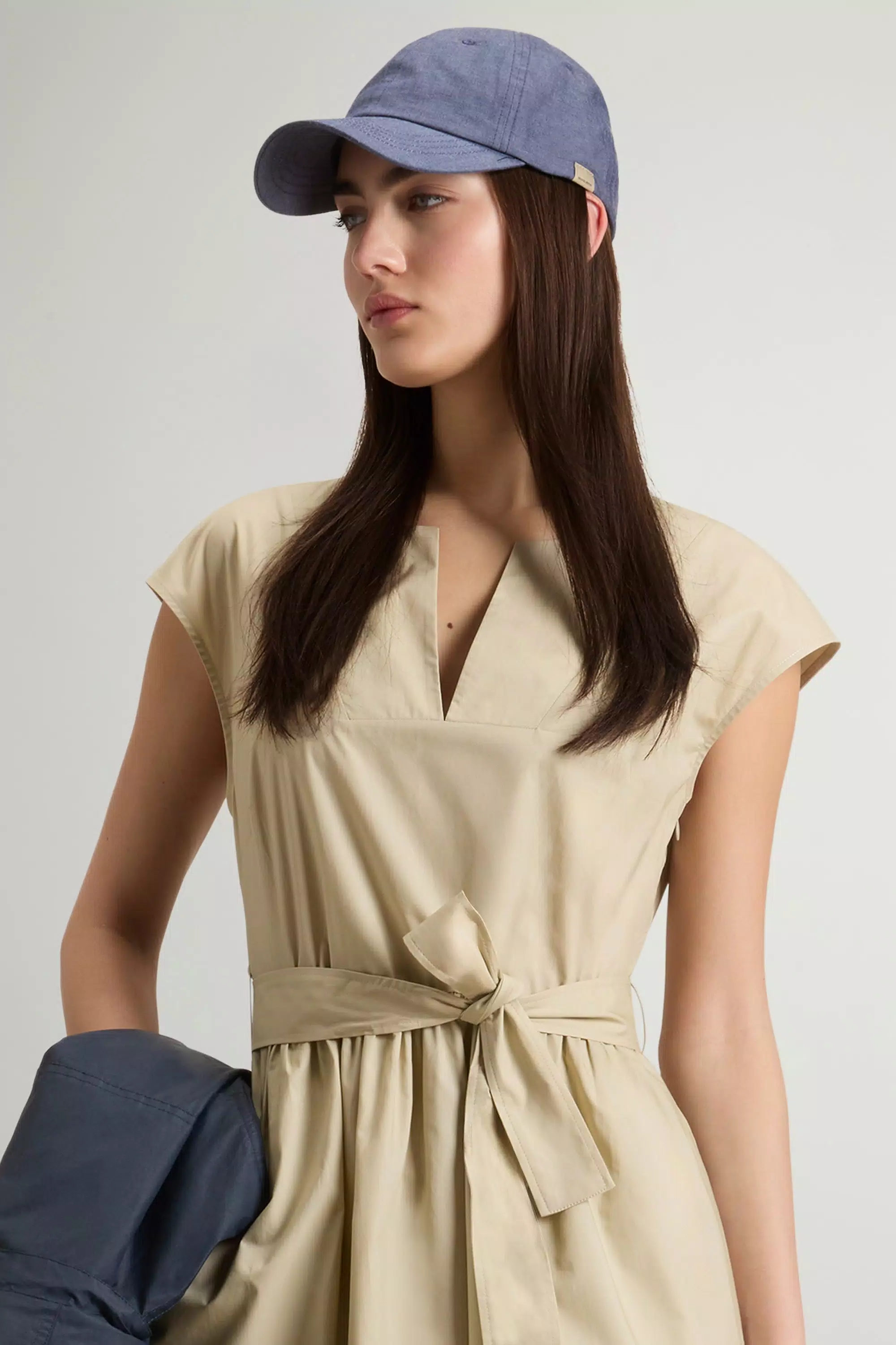 Reiner Baumwoll-Popeline-Kleid mit Gürtel - Weiß Pfeffer