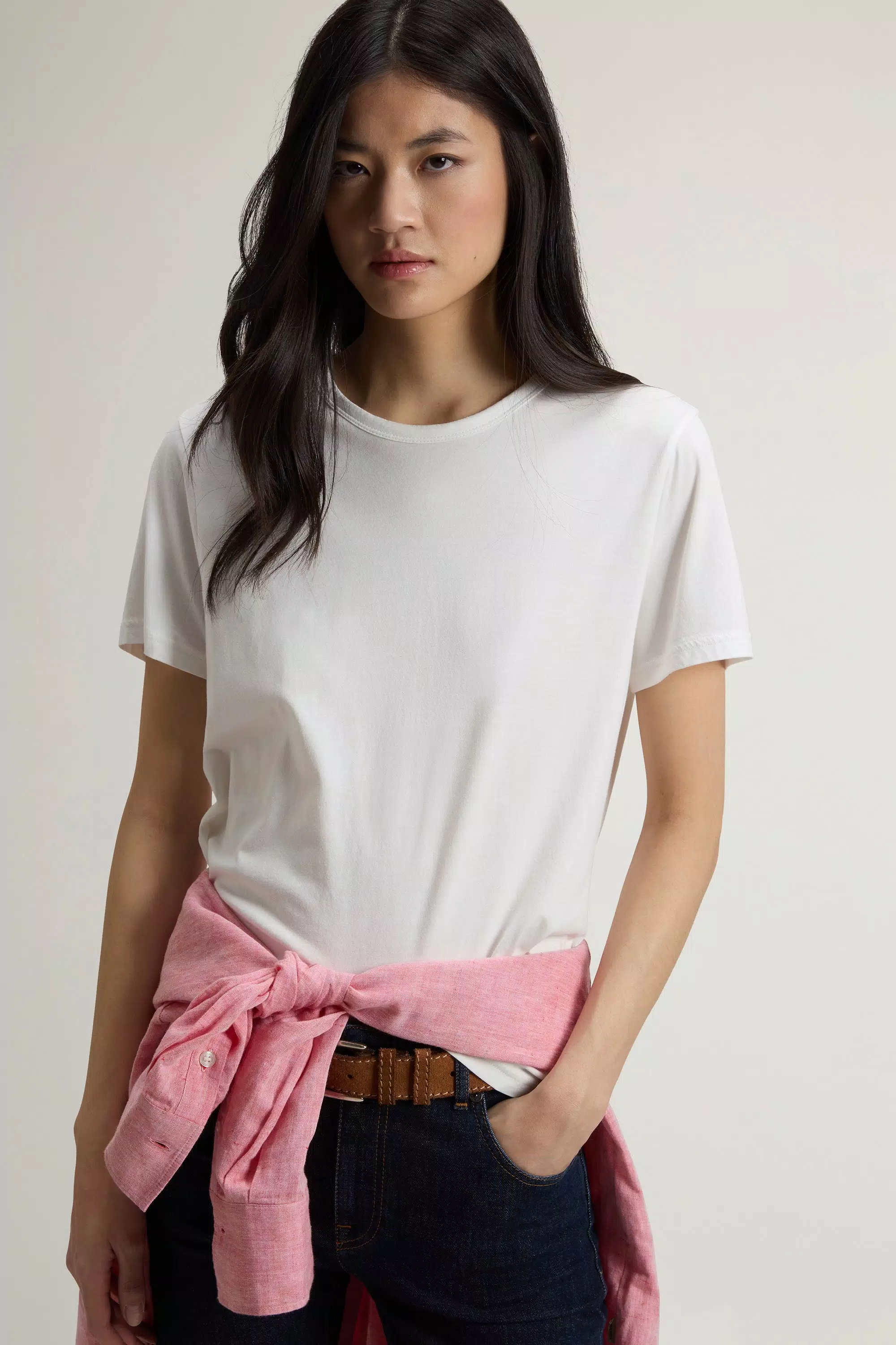 Luxe-T-Shirt aus Baumwollmischgewebe - Arctic White