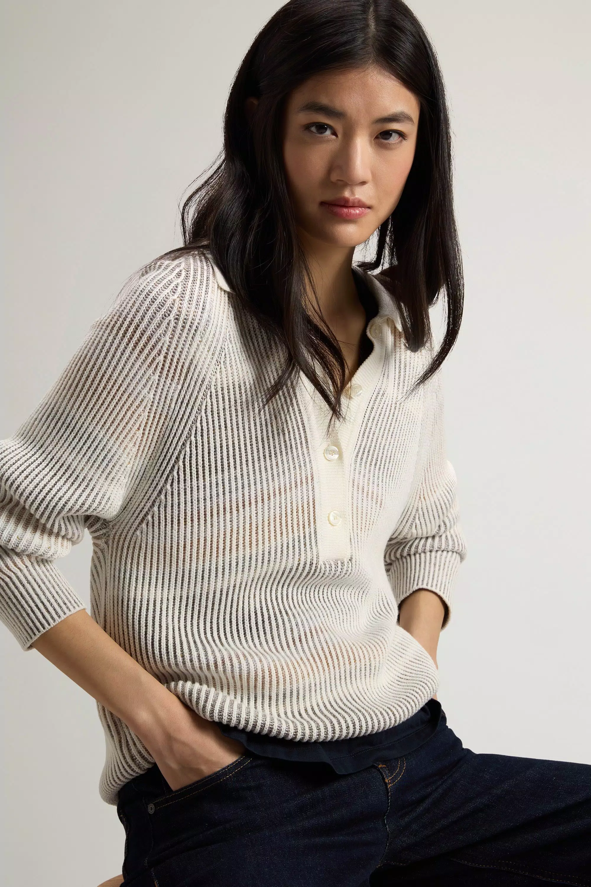 Vanisé-Pullover aus Baumwollmischung - Weißer Pfeffer Vanise