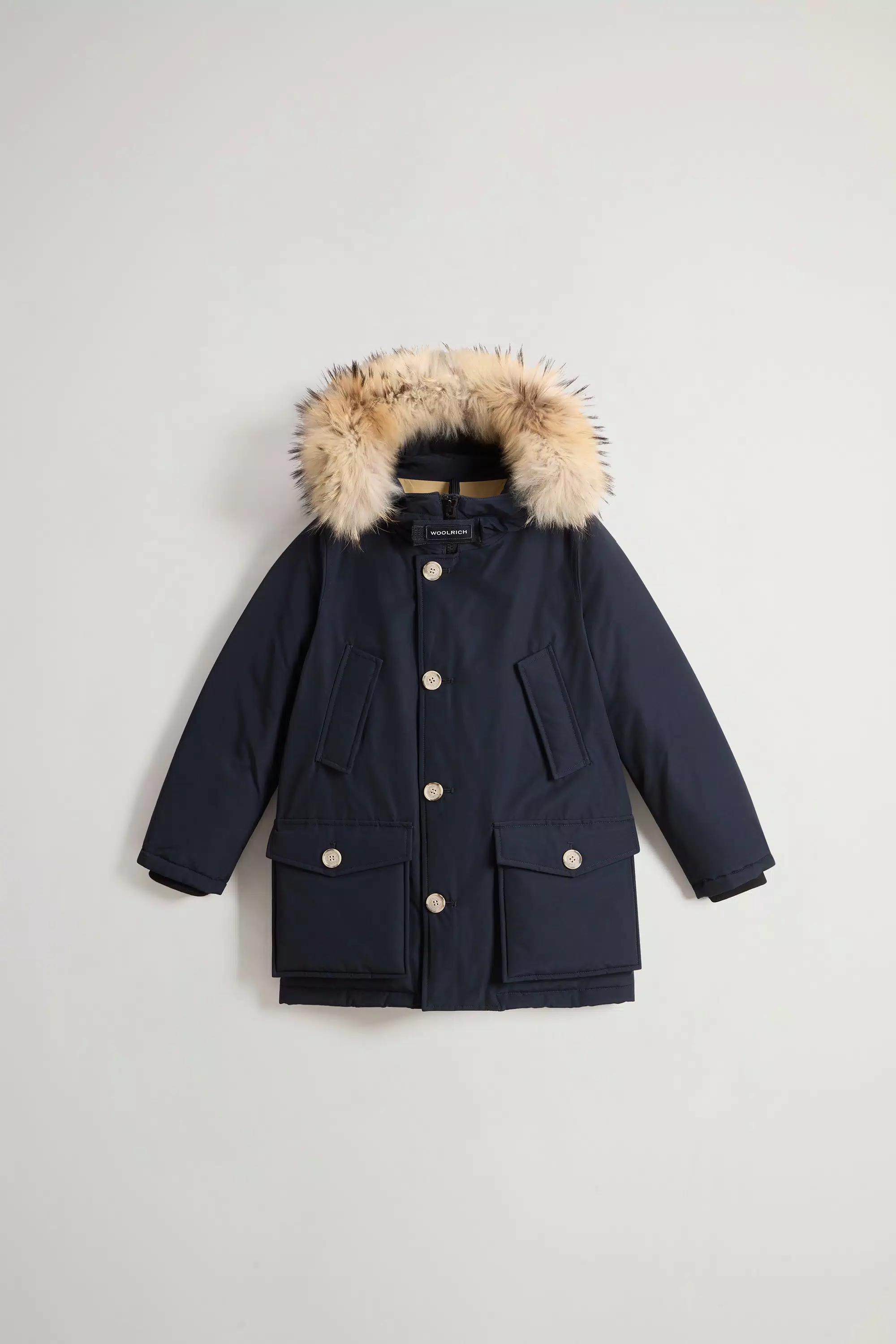 Jungen Arctic Parka aus Ramar-Stoff mit abnehmbarem Pelz - Melton Blau