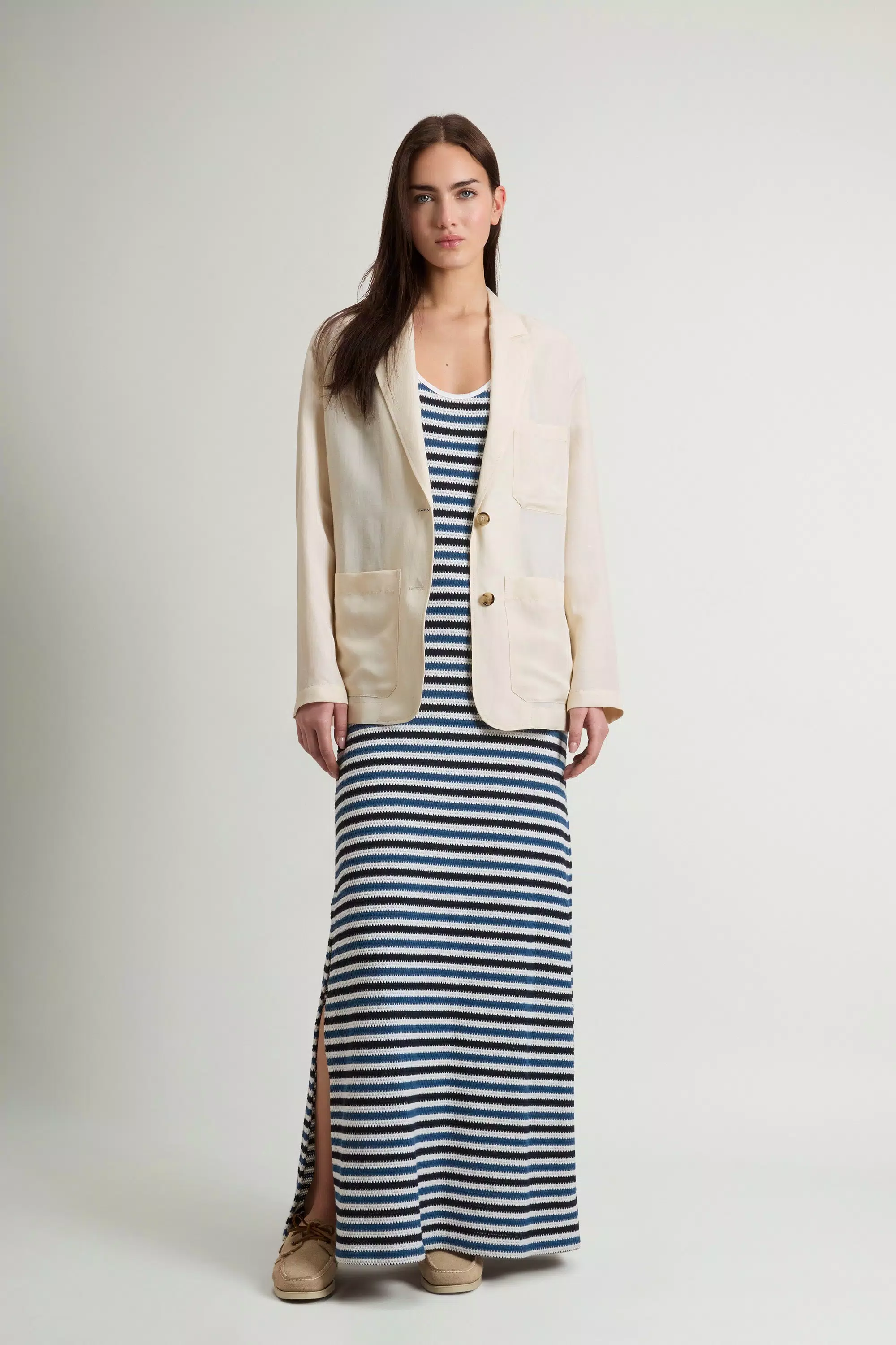 Blazer aus Leinenmischung - Milchcreme