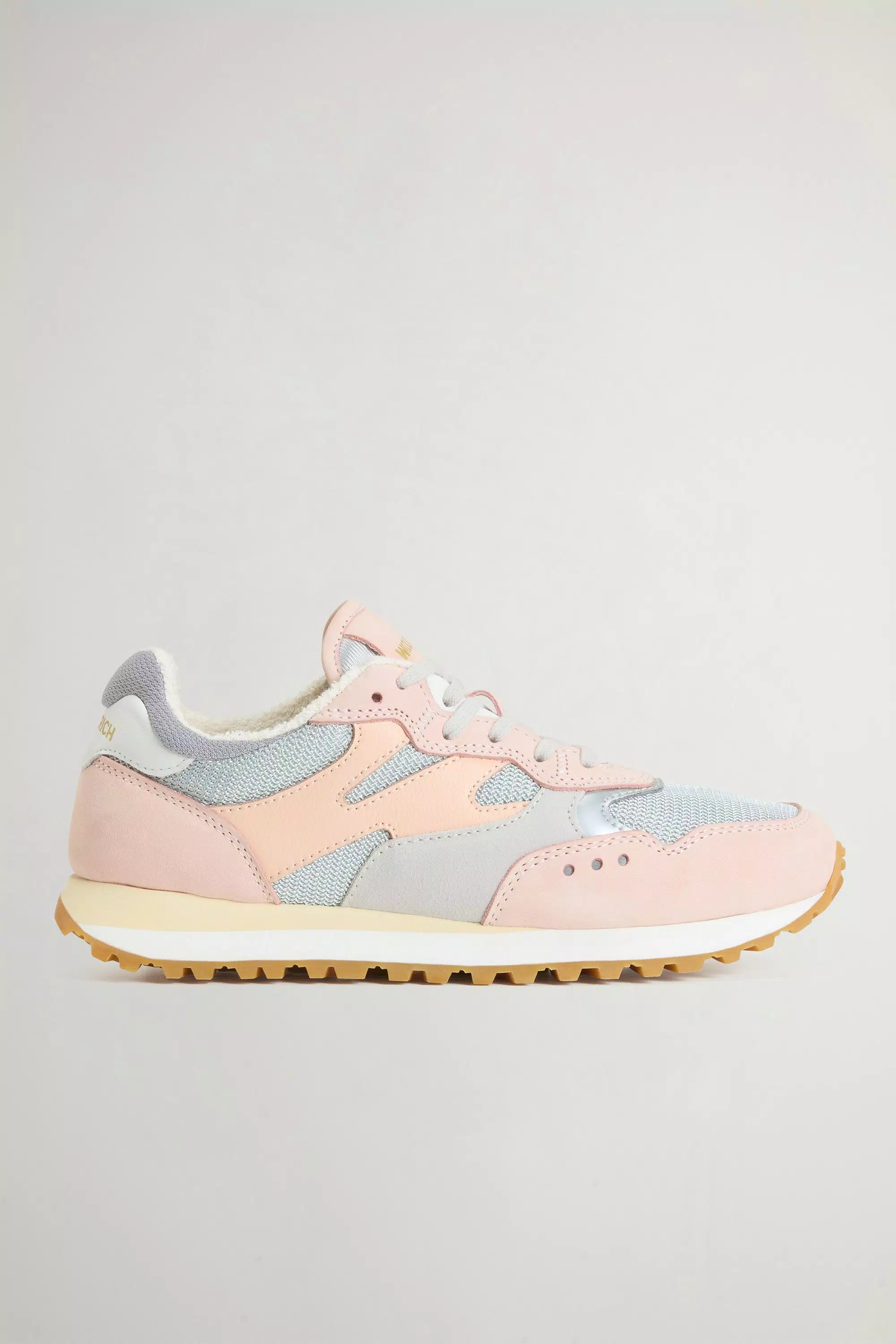 Gravel-Sneaker aus Nylon mit Leder- und Wildleder-Einsätzen - Rosa Grau