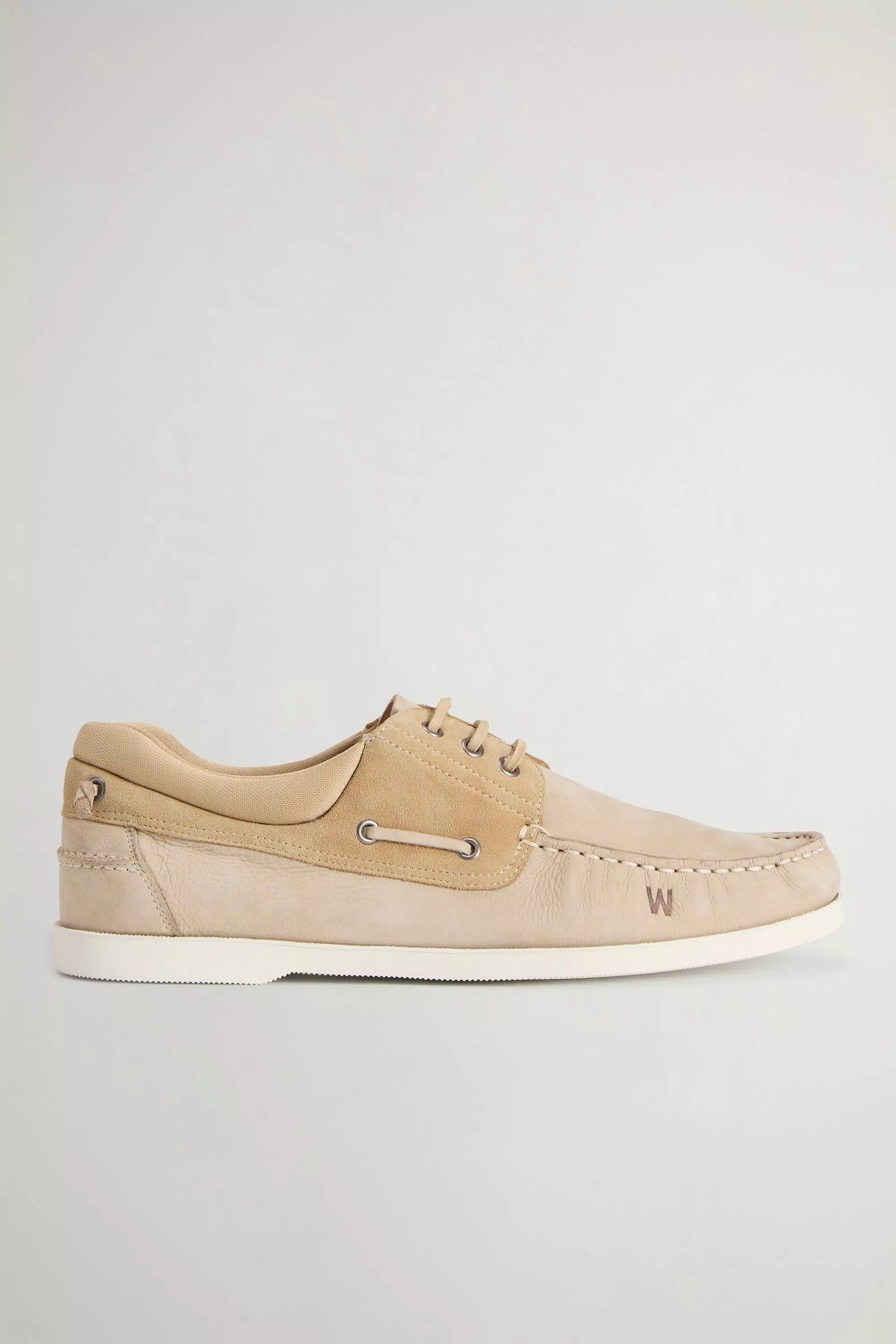 Schnürlose Schuhe aus Nubuk- und Veloursleder-Mischung - Beige