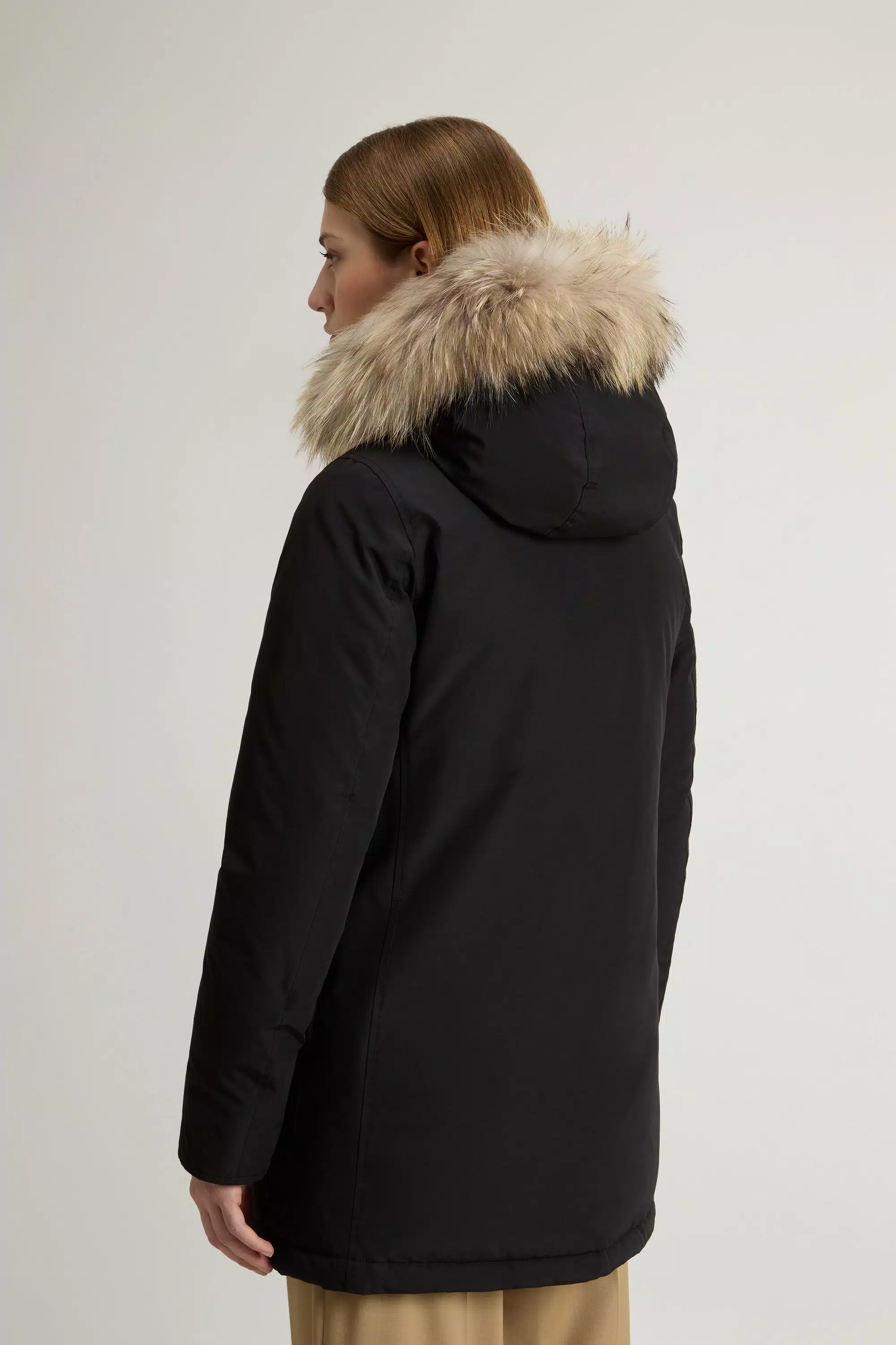 Arktische Parka aus Ramar-Gewebe mit vier Taschen und abnehmbarem Pelz - Schwarz