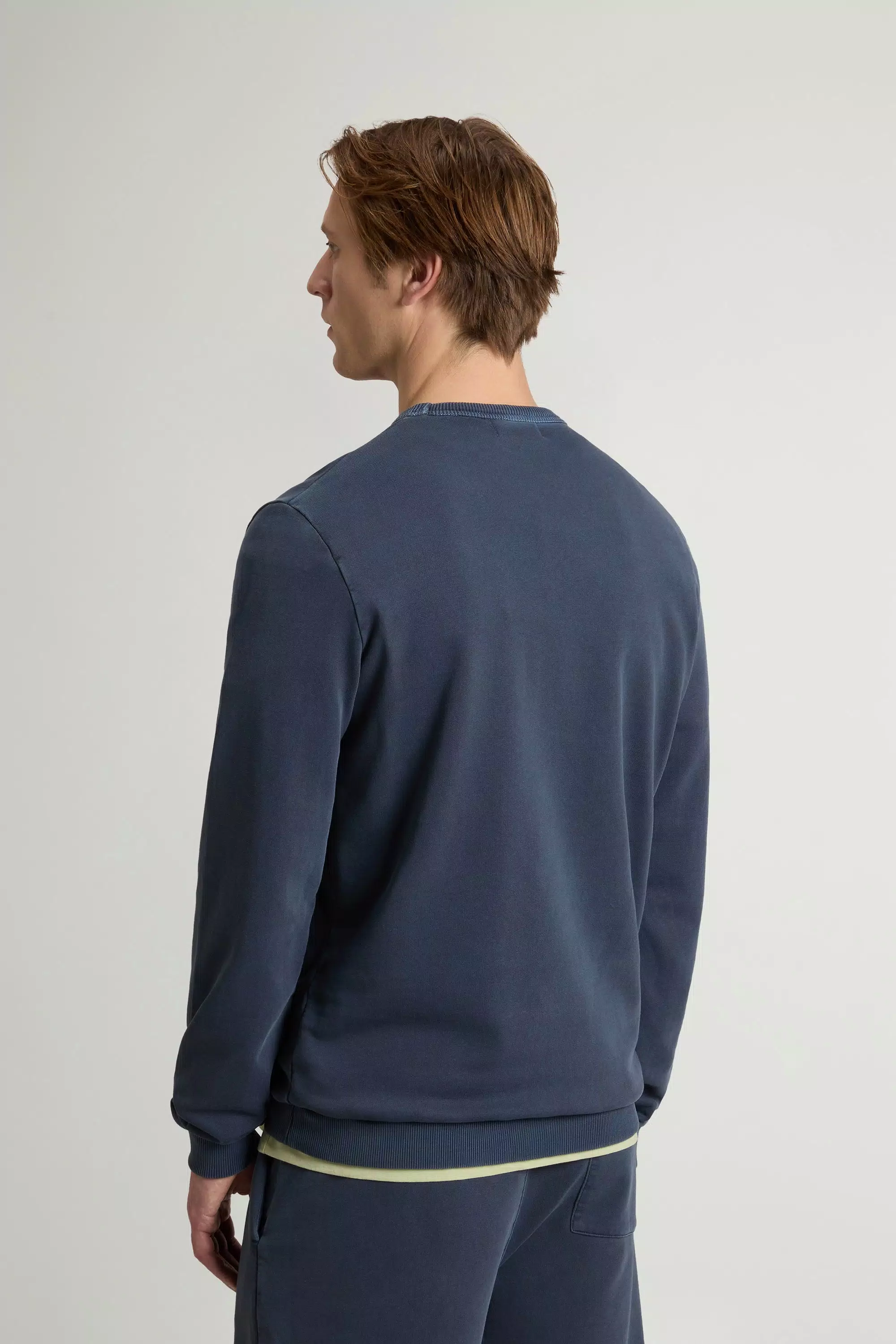 Gewebefärberter Crewneck-Sweatshirt aus reiner Baumwolle mit Logo - Faded Melton Blue