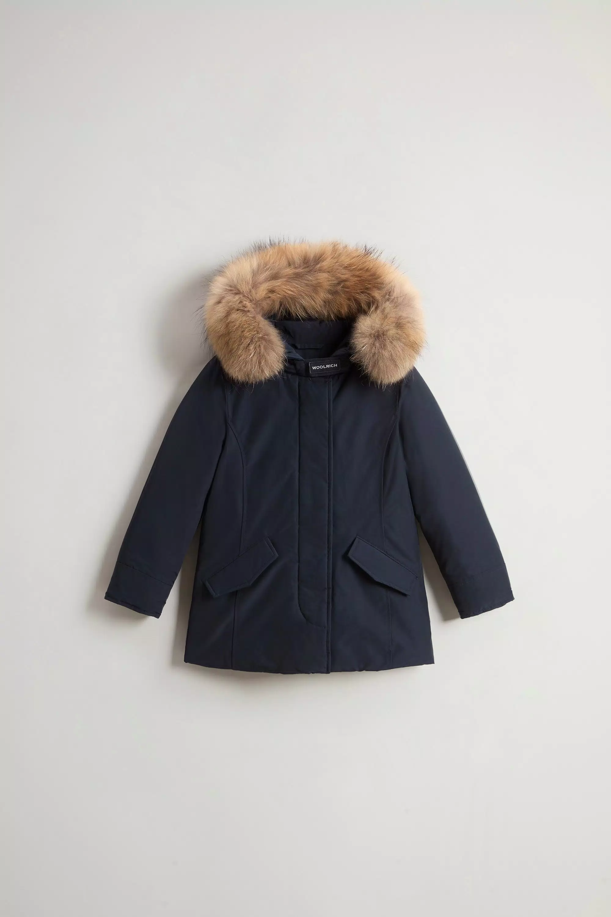 Mädchen-Arktikparka mit abnehmbarem Pelzbesatz - Melton Blau