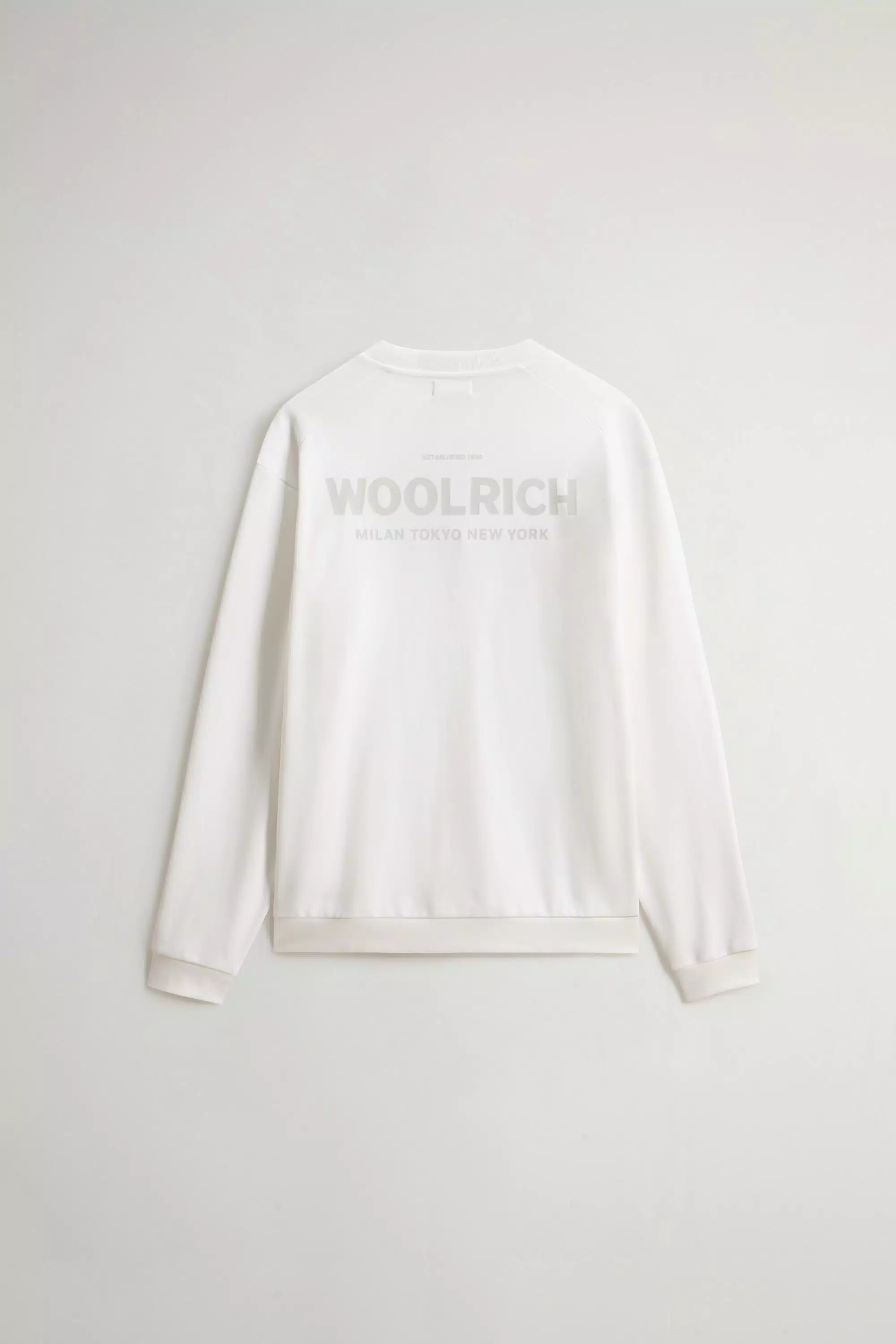 Crewneck-Sweatshirt aus reiner Baumwolle mit großem Logo auf dem Rücken - Arctic White