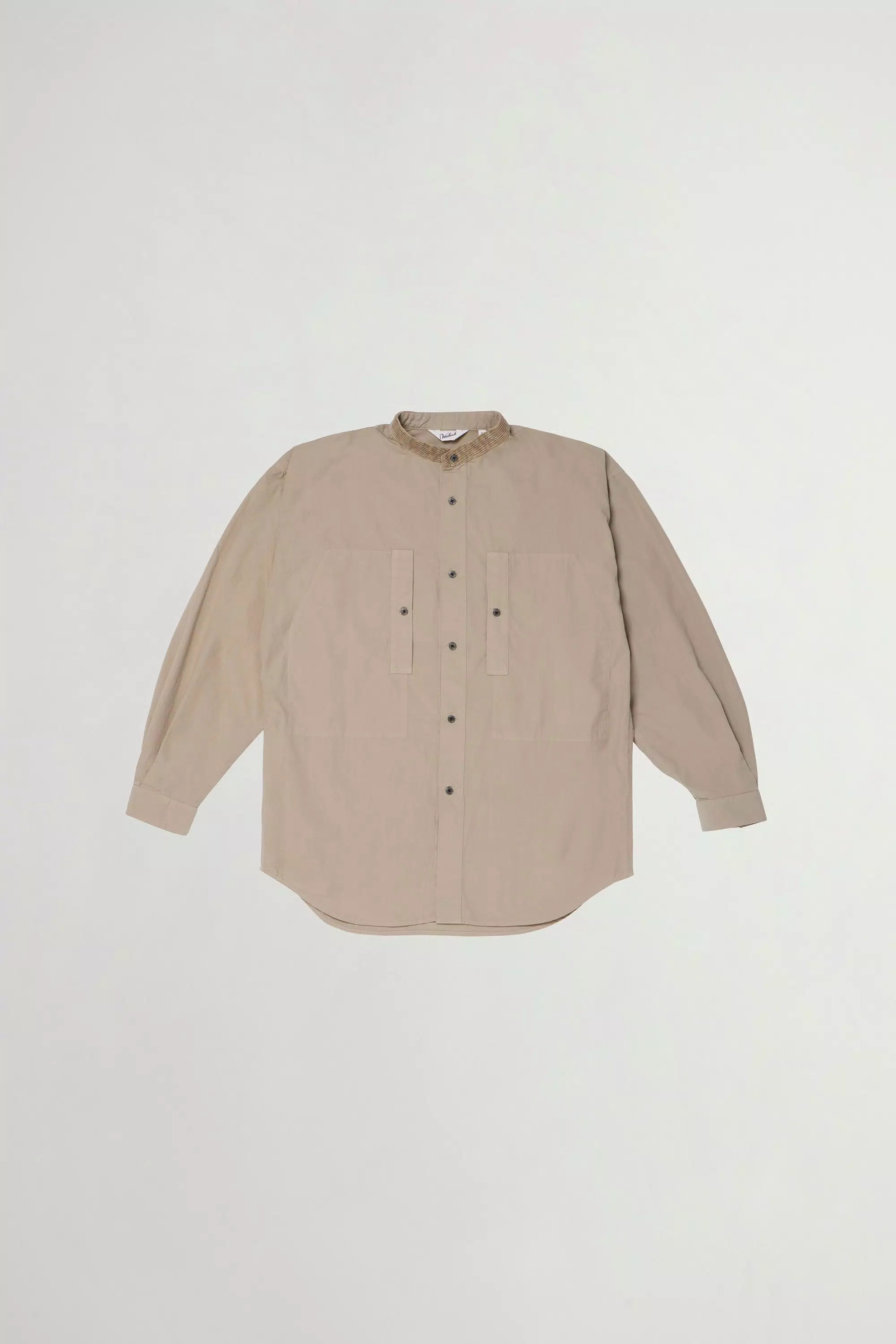 Gewebefarbenes Hemd aus reiner Baumwollpopeline - Beige