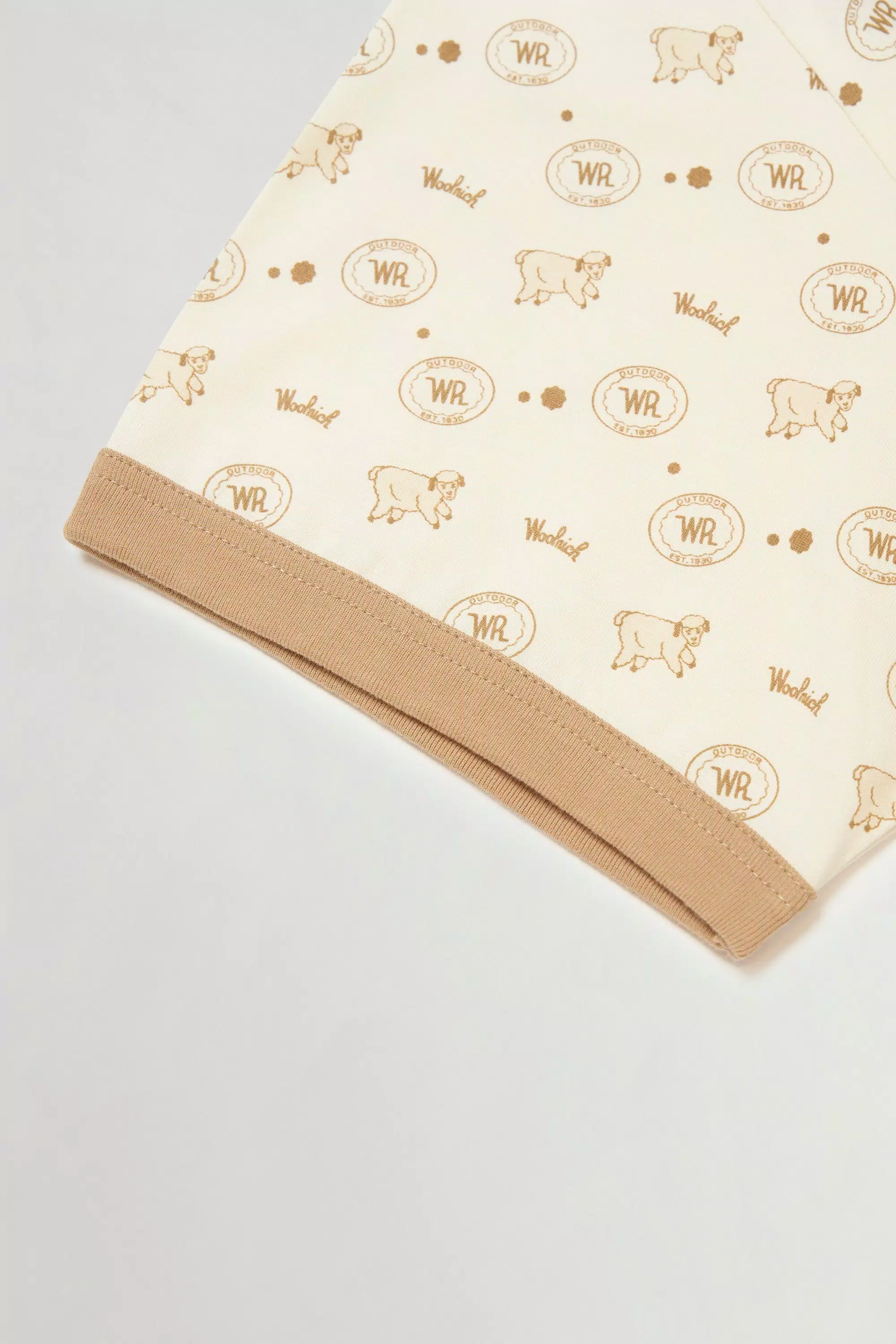 Ringer-T-Shirt aus bedrucktem reiner Baumwolle - Beige
