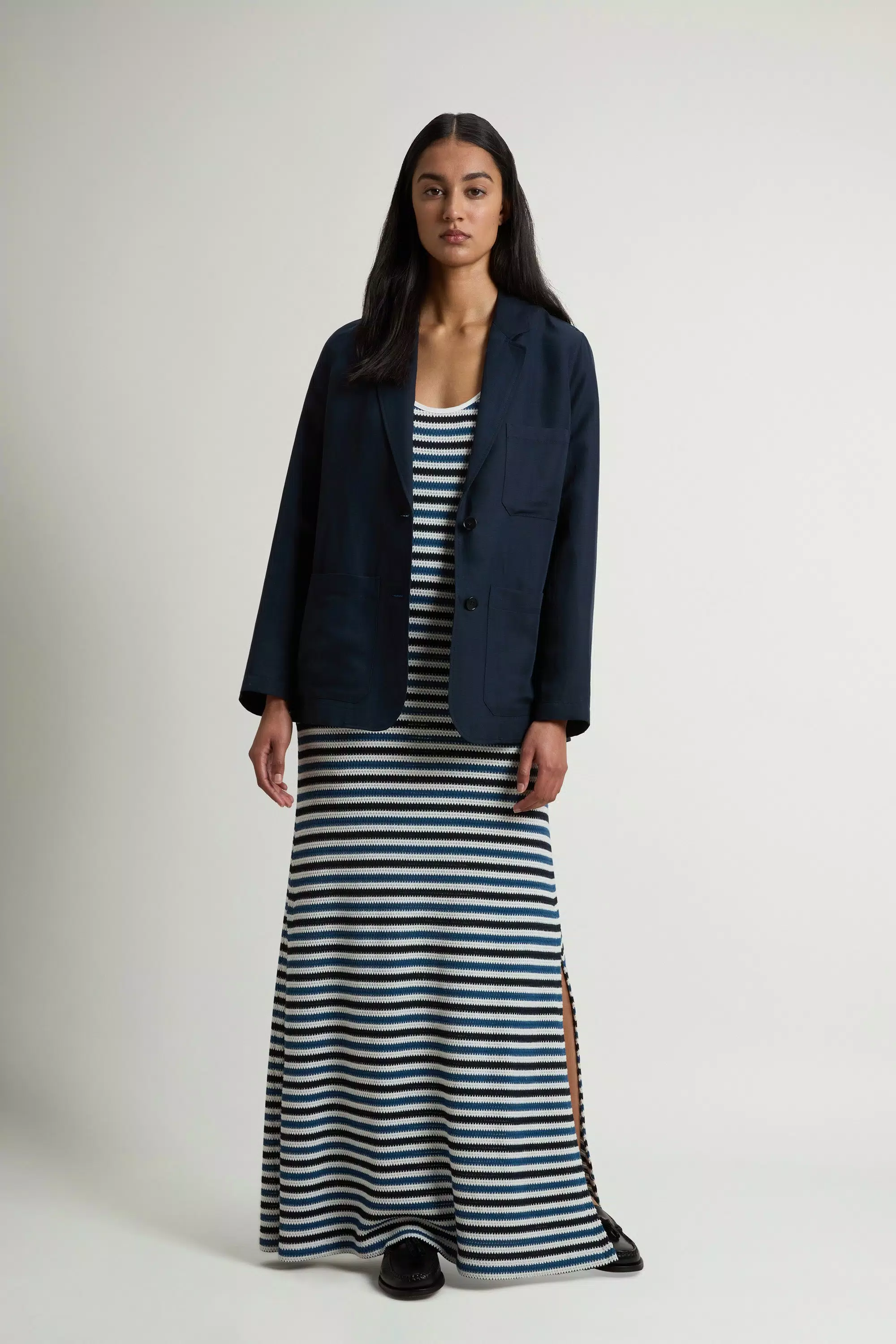 Blazer aus Leinenmischung - Melton Blau