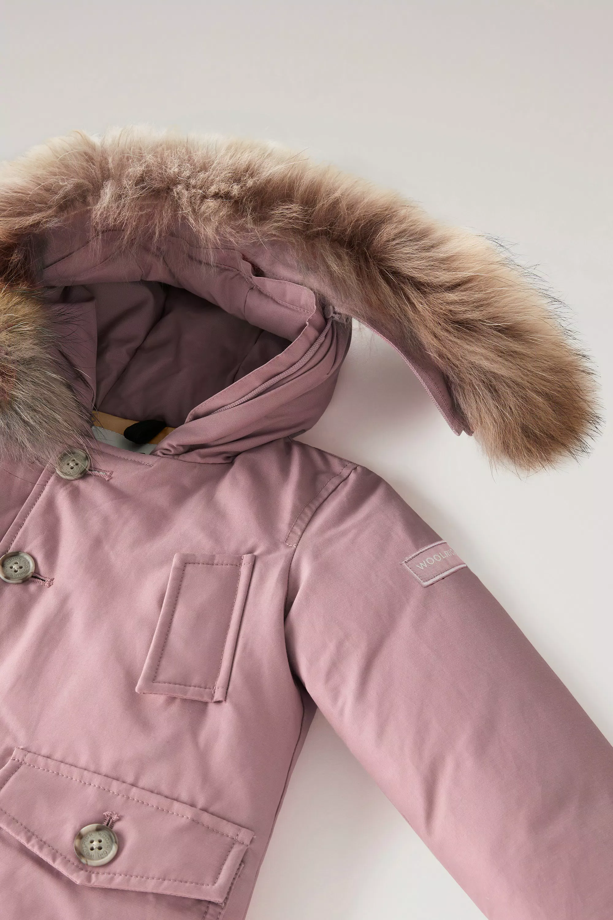 Babys Ramar-Stoff-Parka mit abnehmbarem Pelzdetail - Woodrose