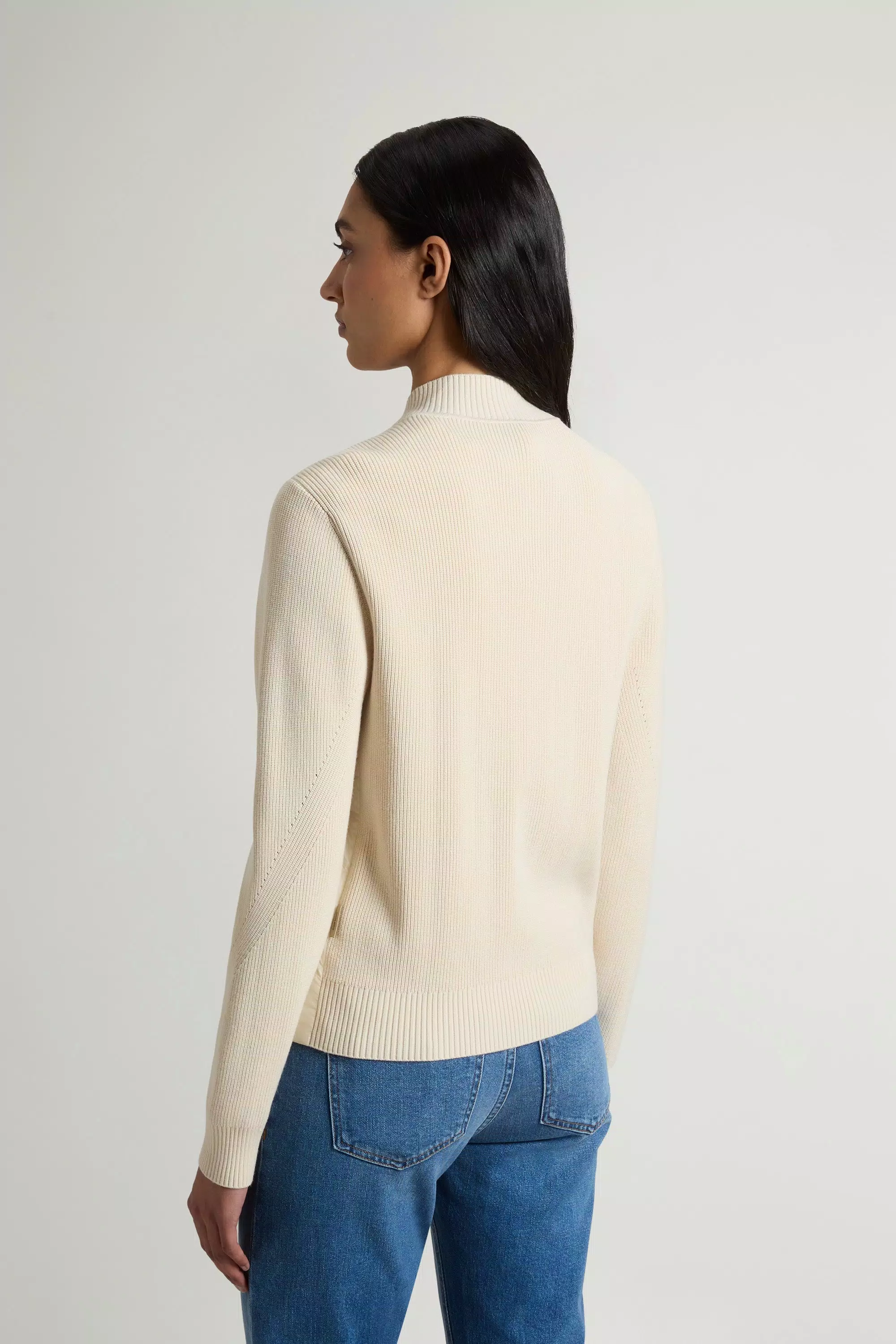 Hybrid-Bomberjacke aus Nylon - Milchcreme