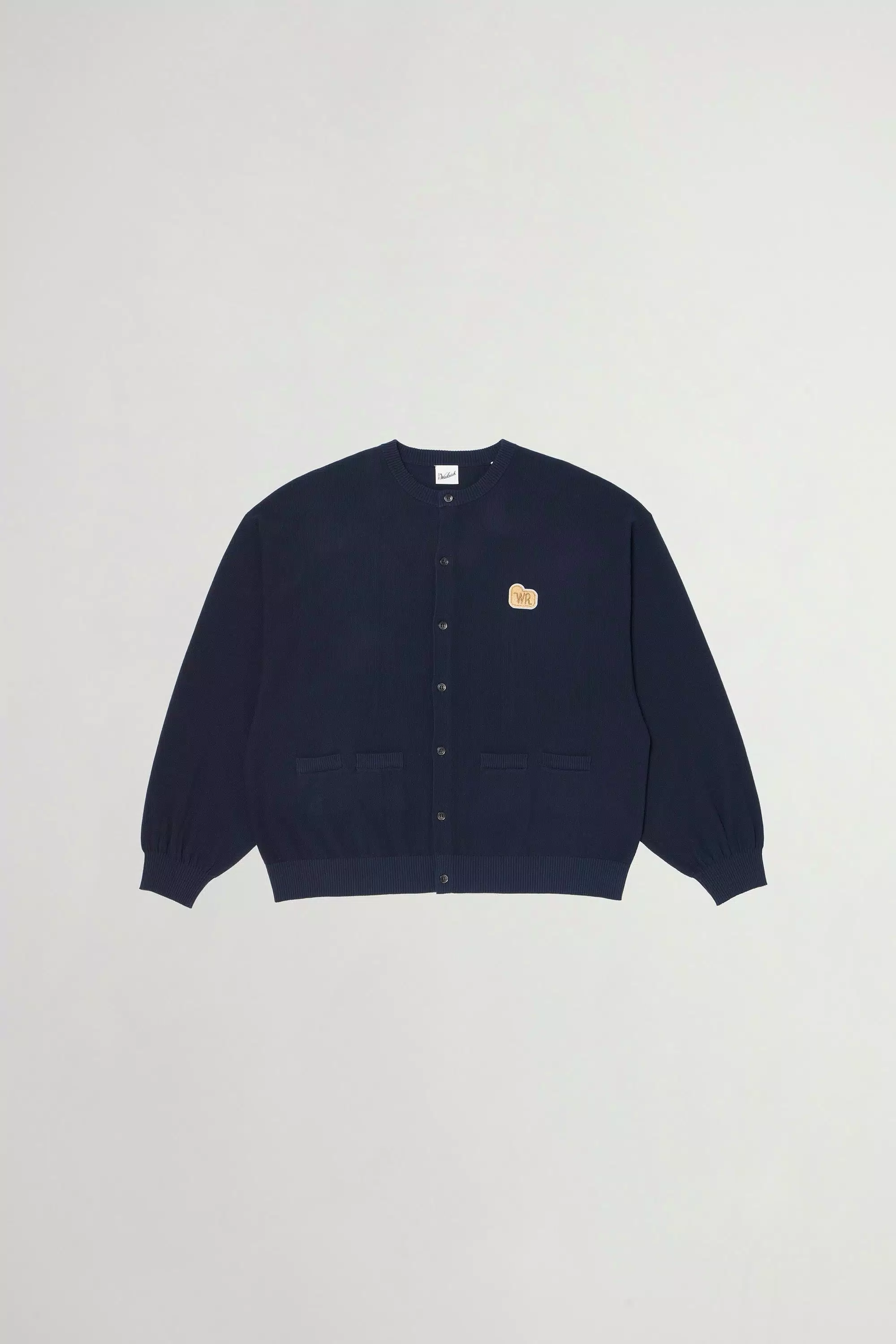 Crewneck-Cardigan aus reiner Baumwoll-Piqué - Marine