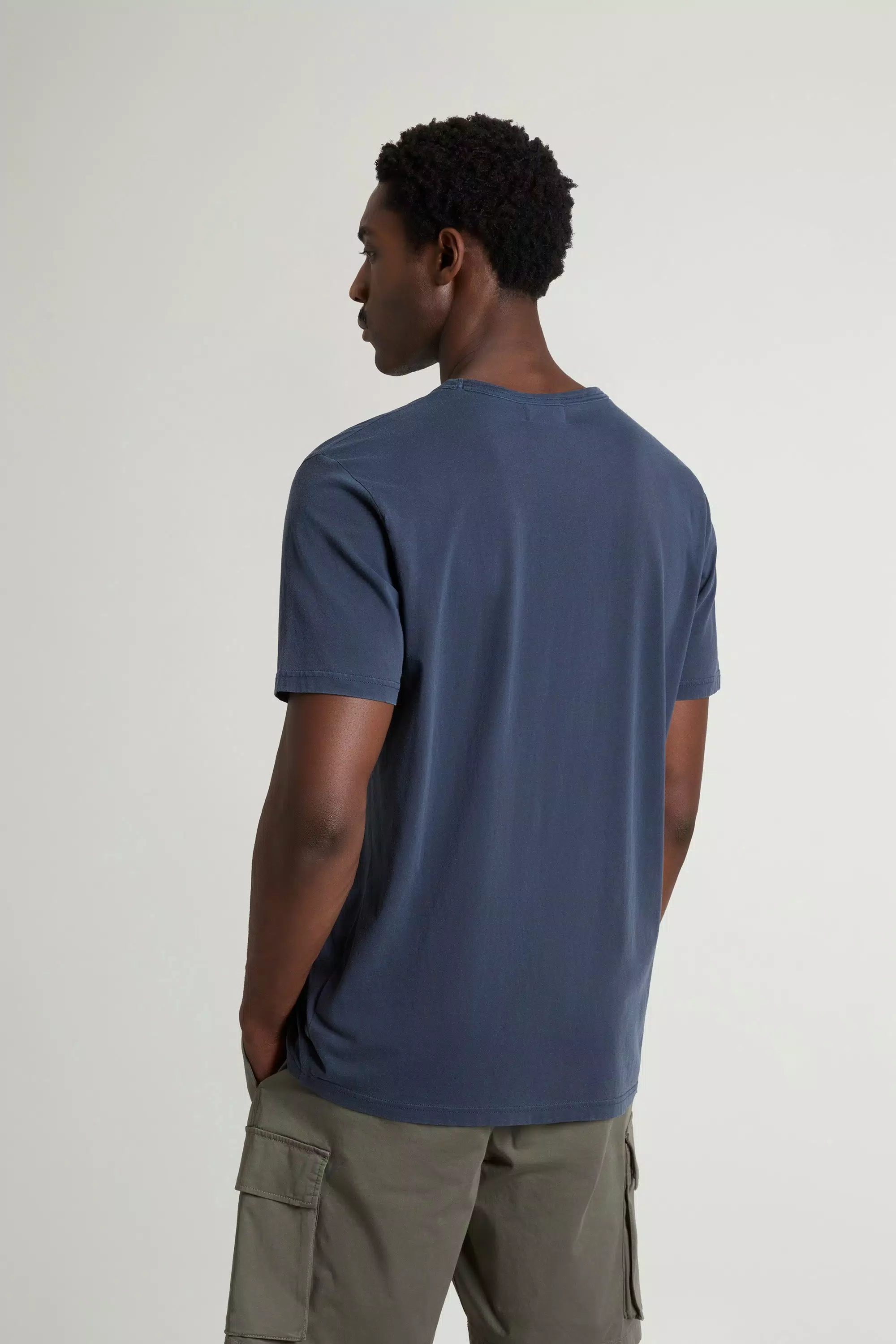 Gewebefärbtes T-Shirt aus reiner Baumwolle - Verblasstes Meltonblau