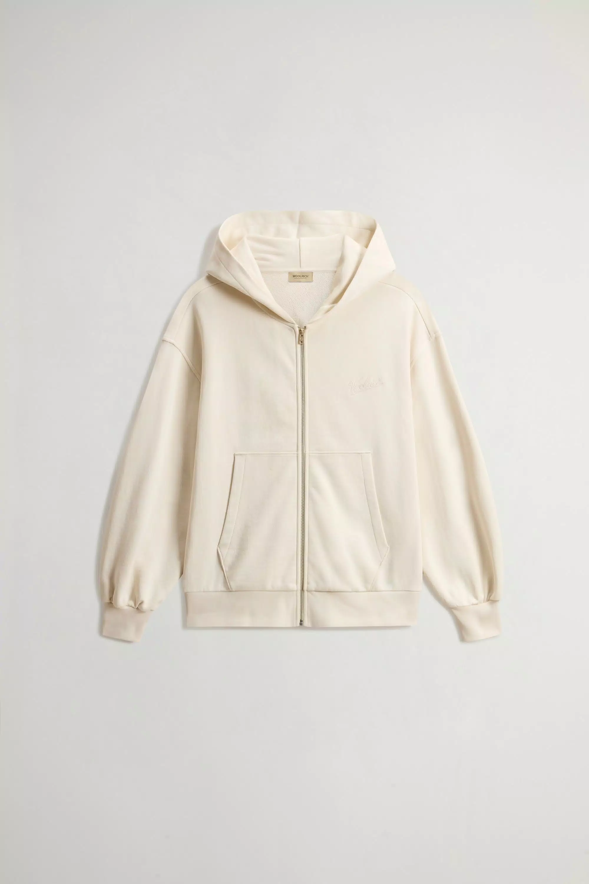 Full-Zip-Hoodie aus reiner Baumwolle - Milchcreme