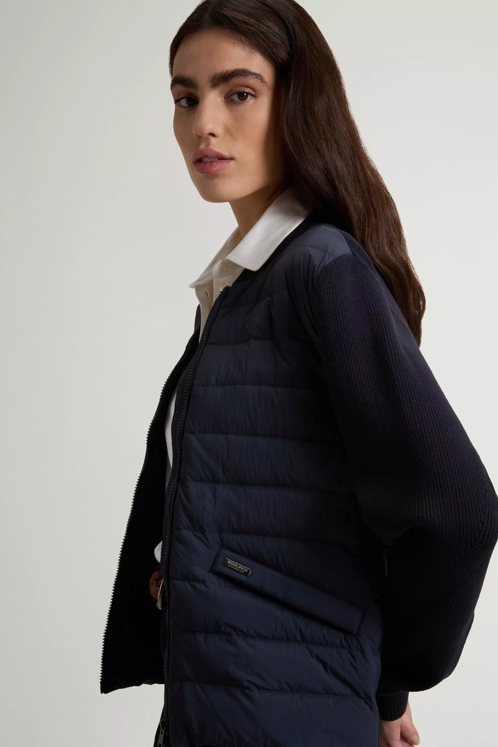 Hybrid-Bomberjacke aus Nylon - Faded Melton Blue