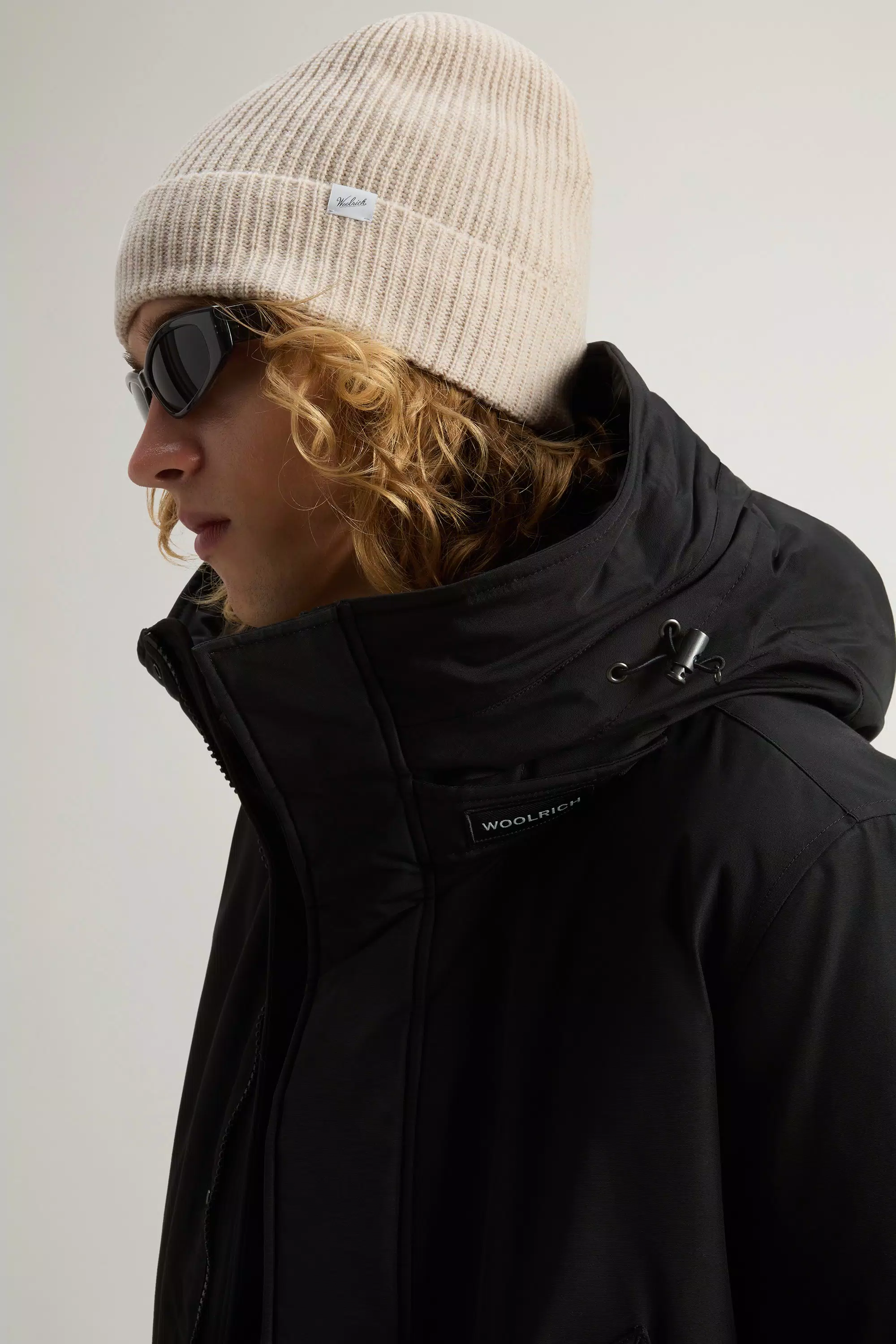 Polar Parka aus Ramar-Stoff mit hohem Kragen und Pelzbesatz - Schwarz