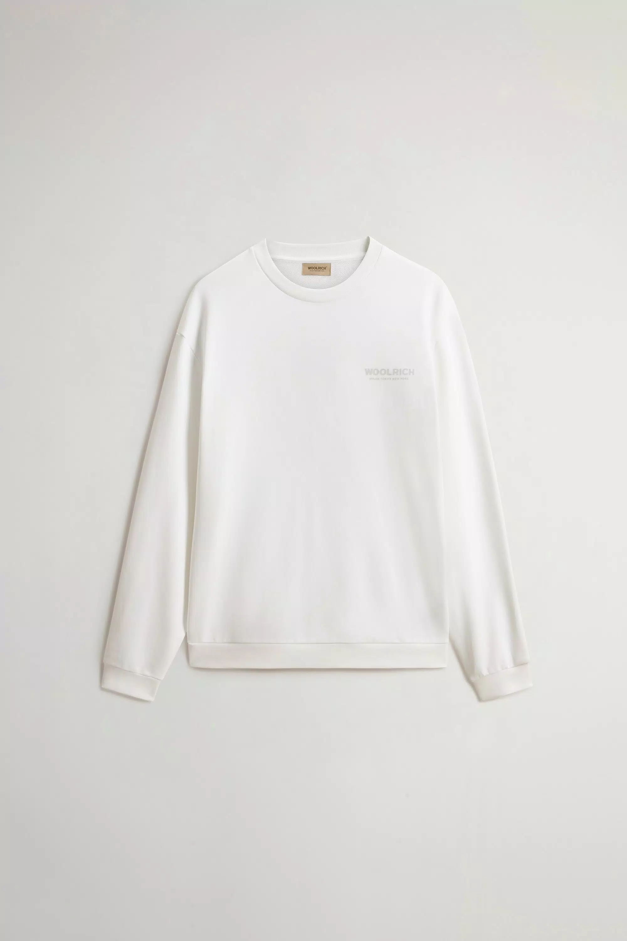 Crewneck-Sweatshirt aus reiner Baumwolle mit großem Logo auf dem Rücken - Arctic White