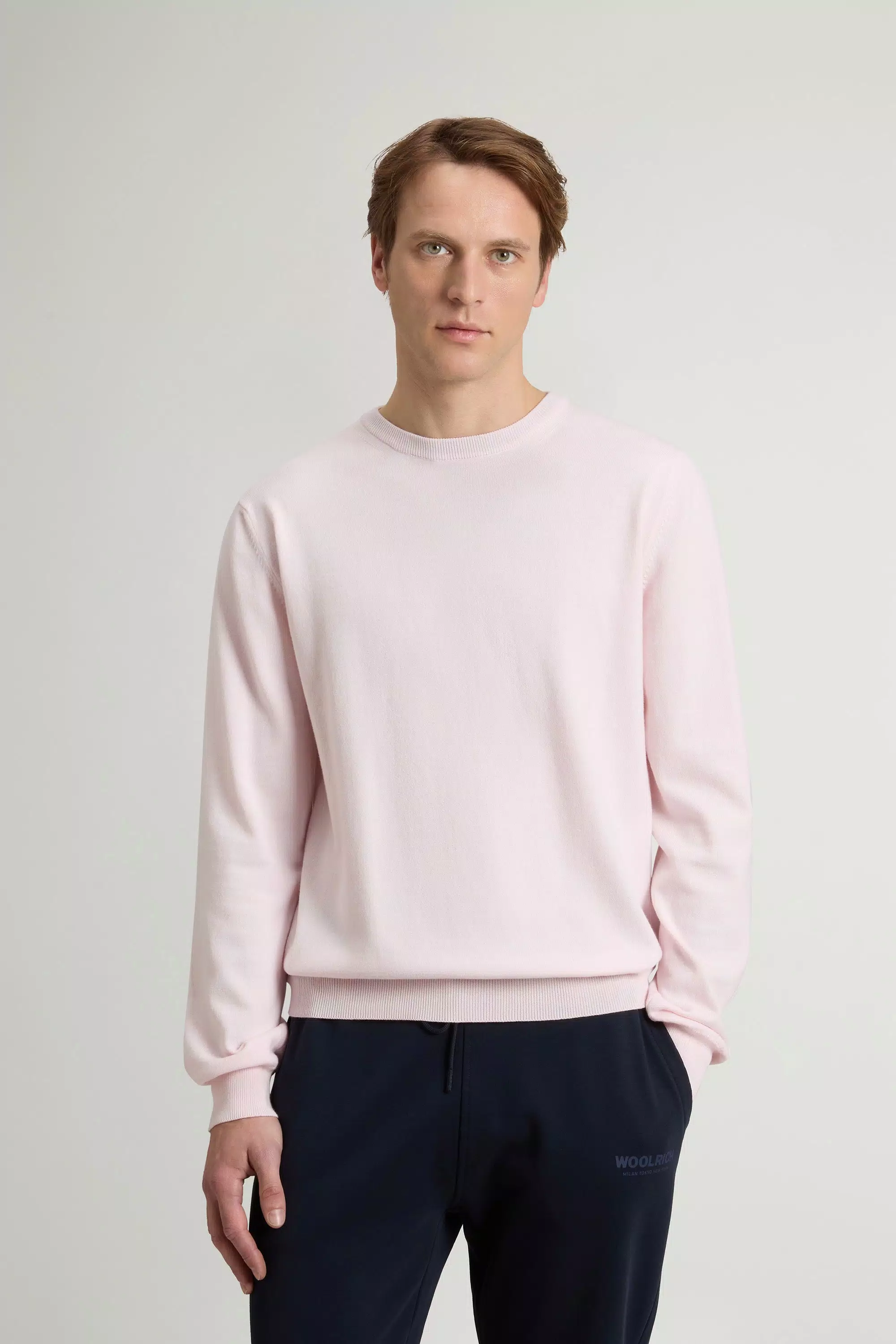 Crewneck-Pullover aus reiner Baumwolle - Helllila