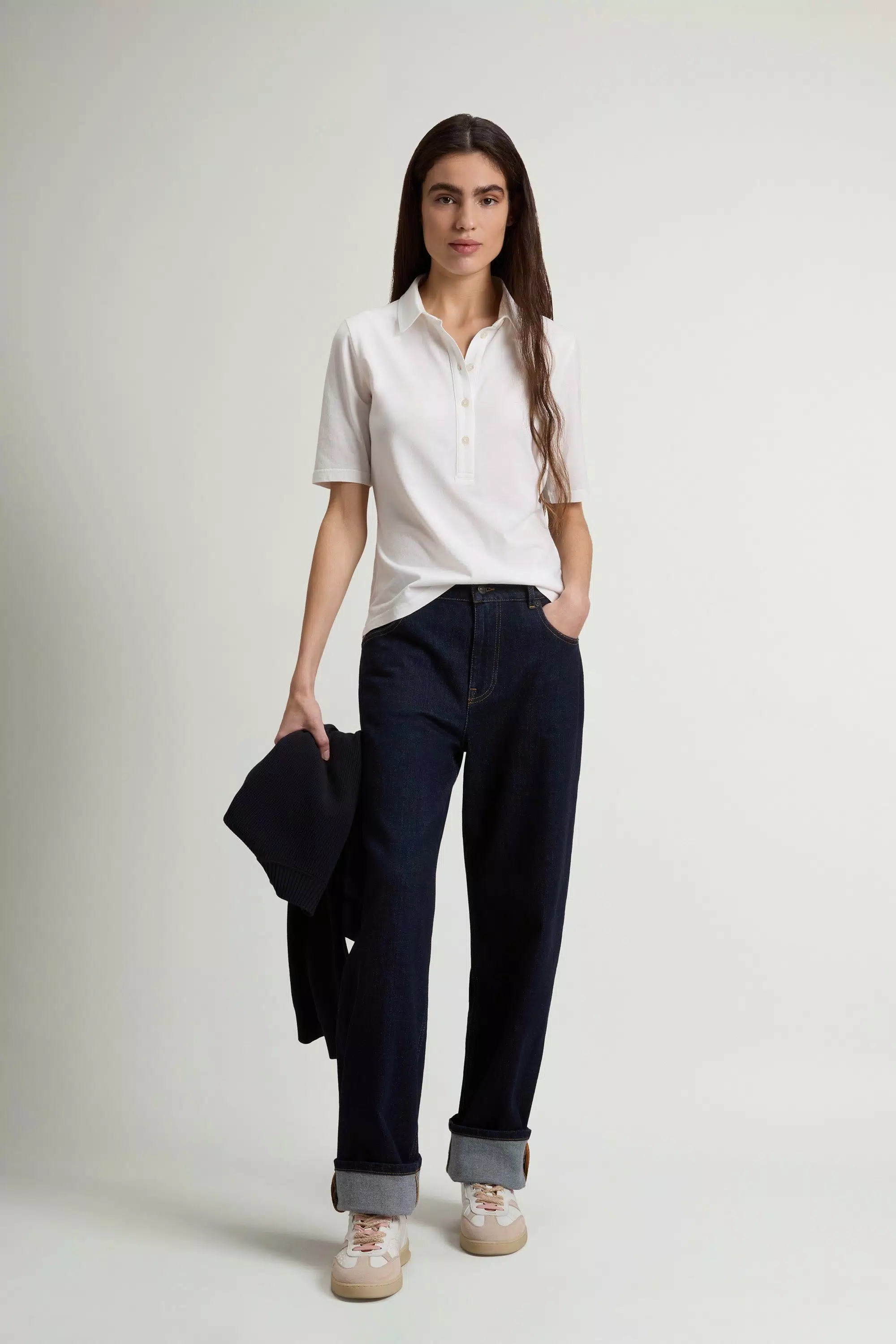 Luxe Polo-Shirt aus Baumwolle- und Modal-Mix - Arctic White