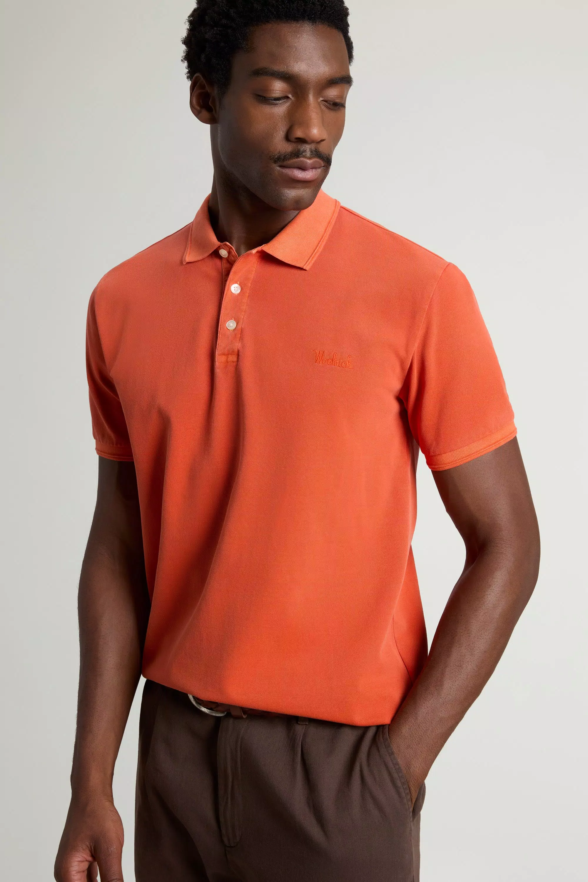 Gedüngtes Mackinack-Poloshirt aus Dehnbarem Baumwollpique - Verblasstes Püriertes Kürbis