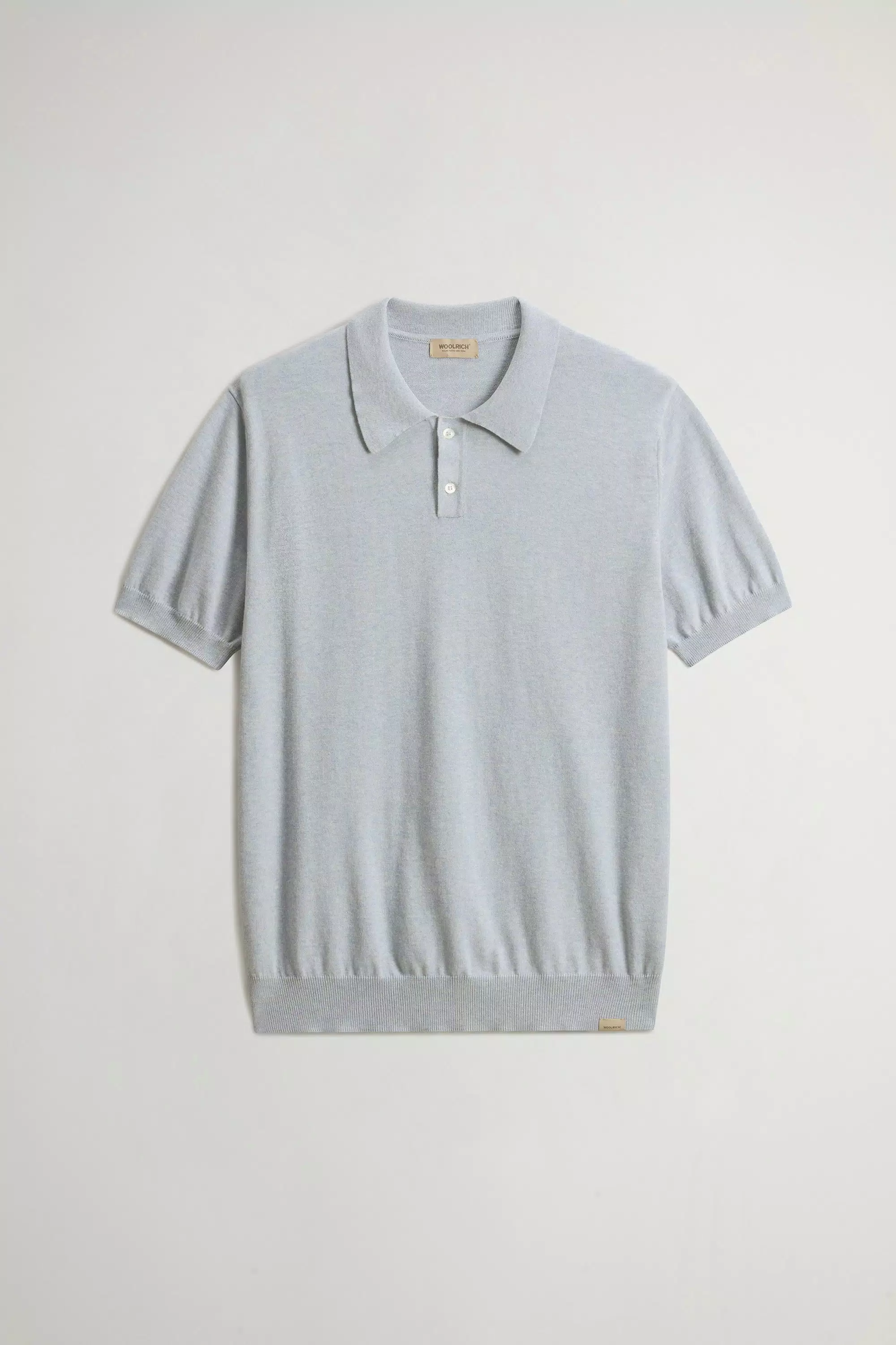 Polo-Shirt aus gestricktem 100 % Baumwolle - Hellblau Melange