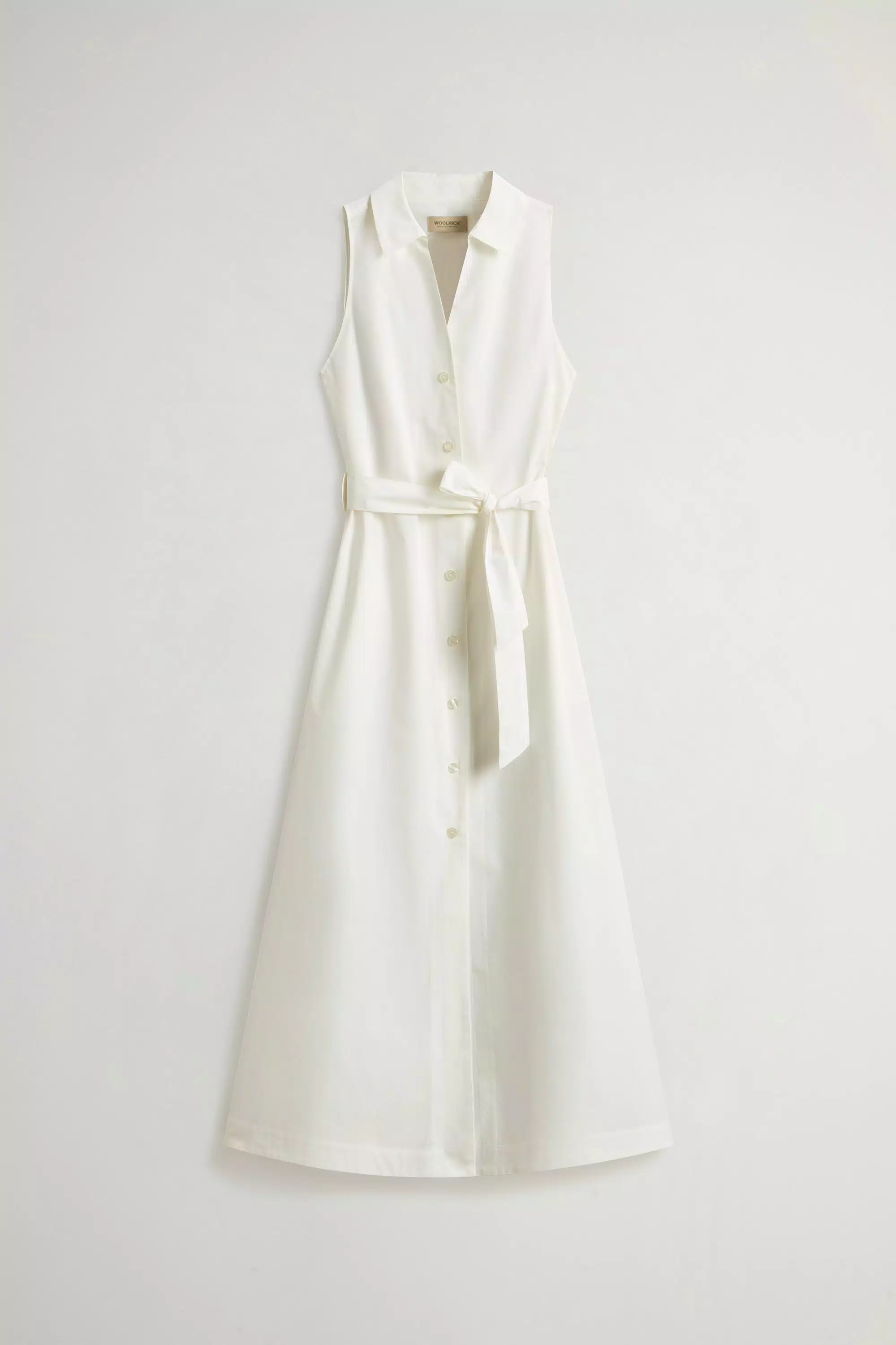 Hemdkleid aus reiner Baumwollpopeline mit Gürtel - Arctic White