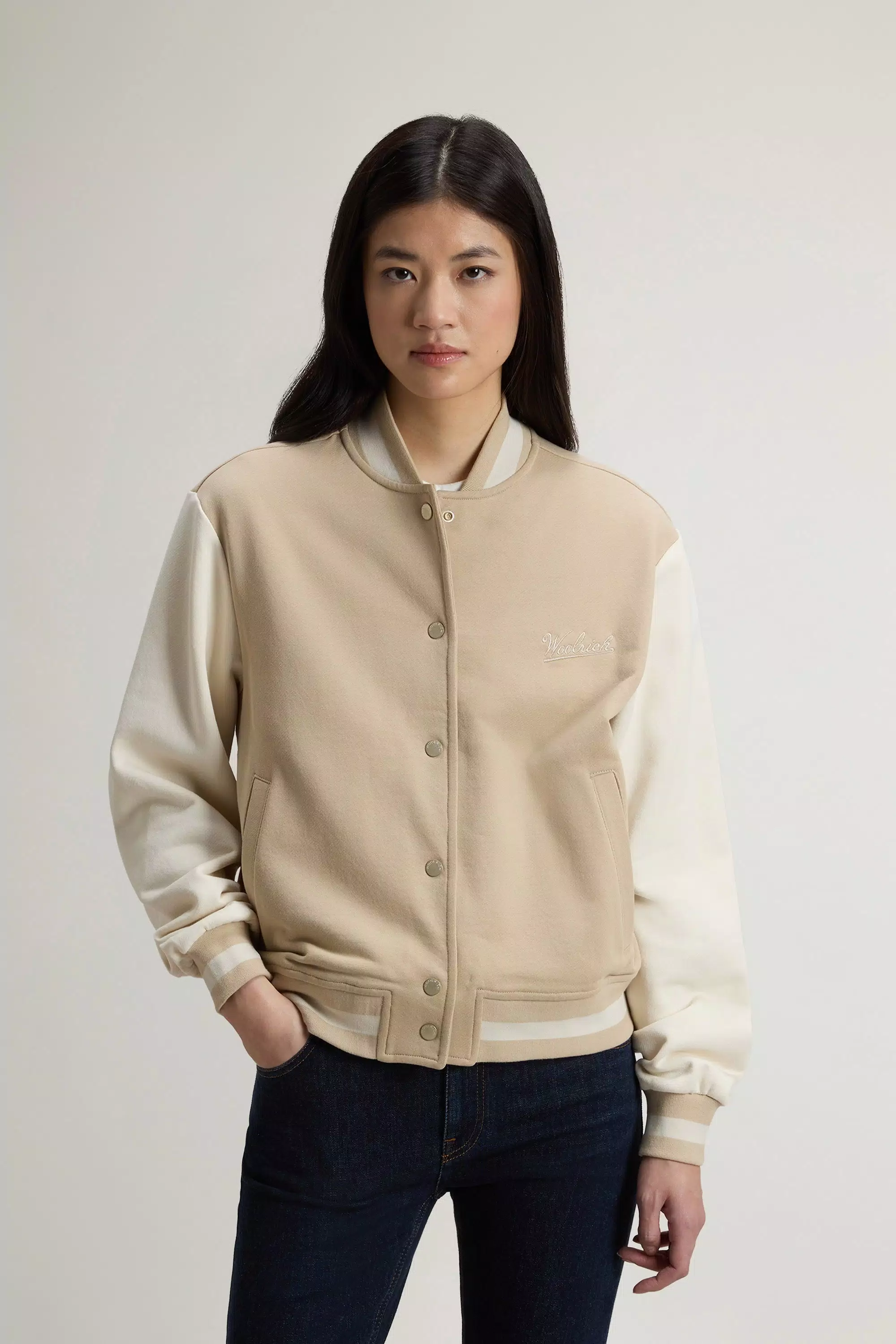 College-Sweatshirt aus reiner Baumwolle - Weiß Pfeffer Bicolor